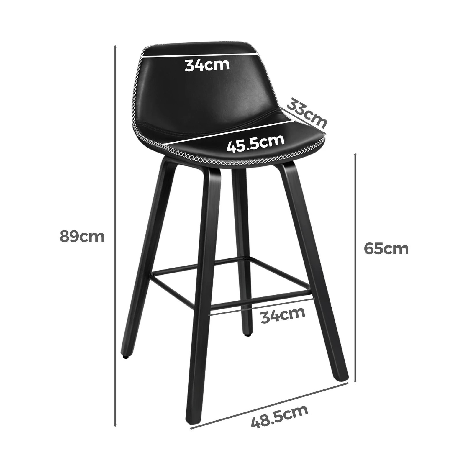 3 Alfordson 4x Wooden Bar Stools Noah Kitchen Dining Chair Vintage Retro - Black, 3 of 10