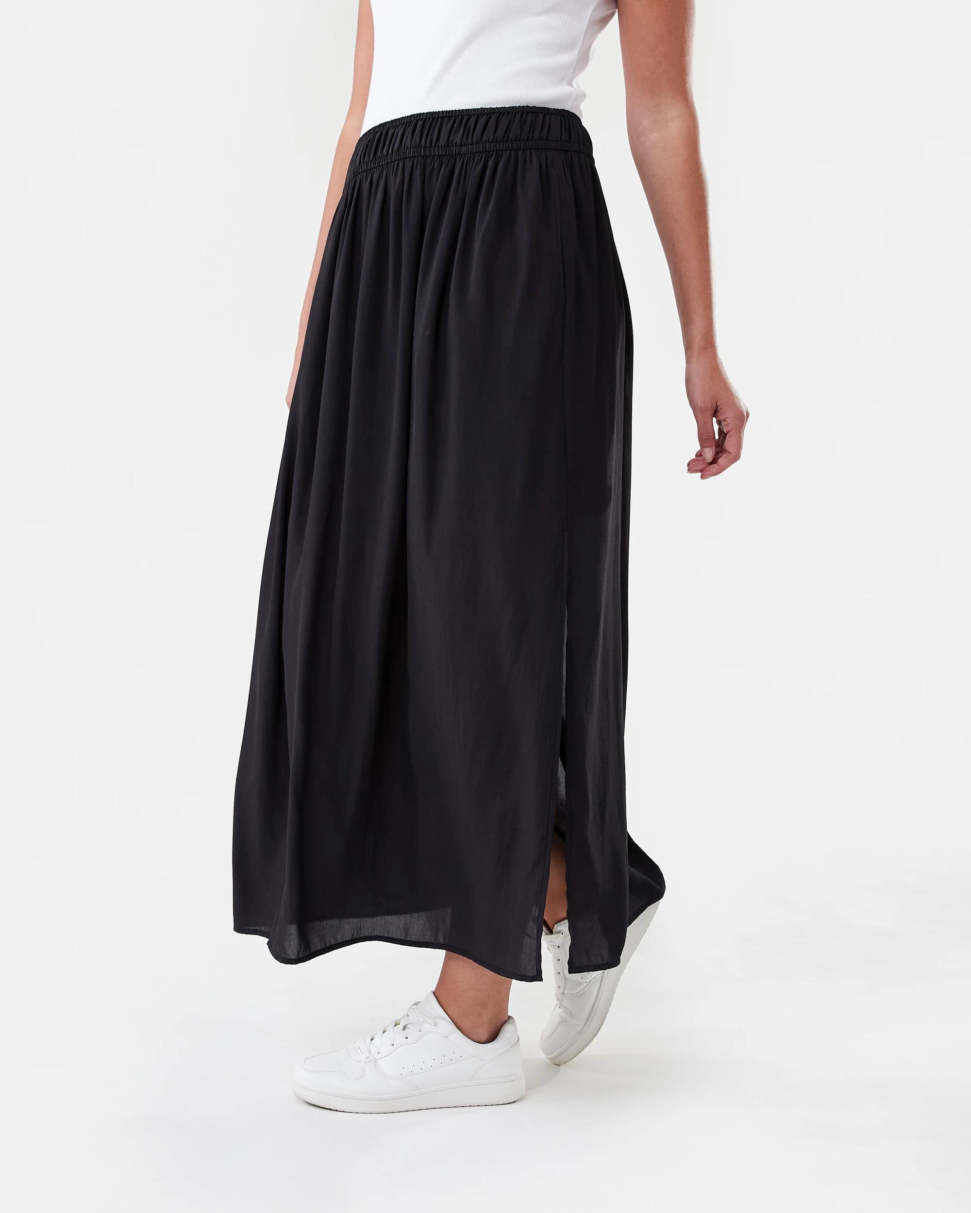 2 Sheer Flowy Maxi Skirt Black, 2 of 6