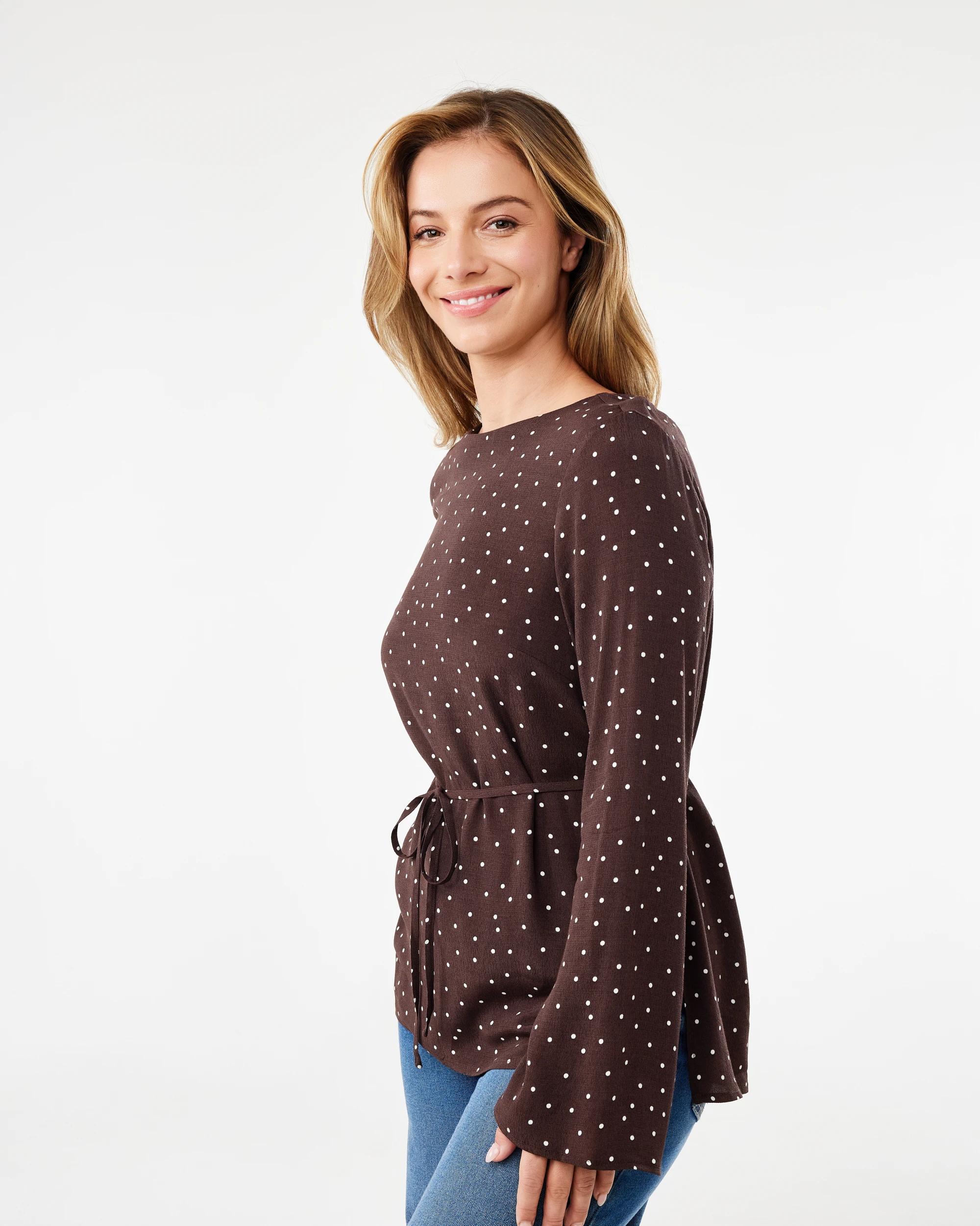 2 Long Sleeve Tie Waist Top Midspot Br, 2 of 6