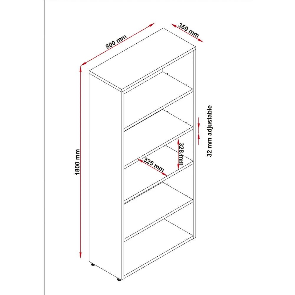 7 Ashton 5 Shelf Bookcase Storage Shelves Office Furniture Solution, 7 of 7