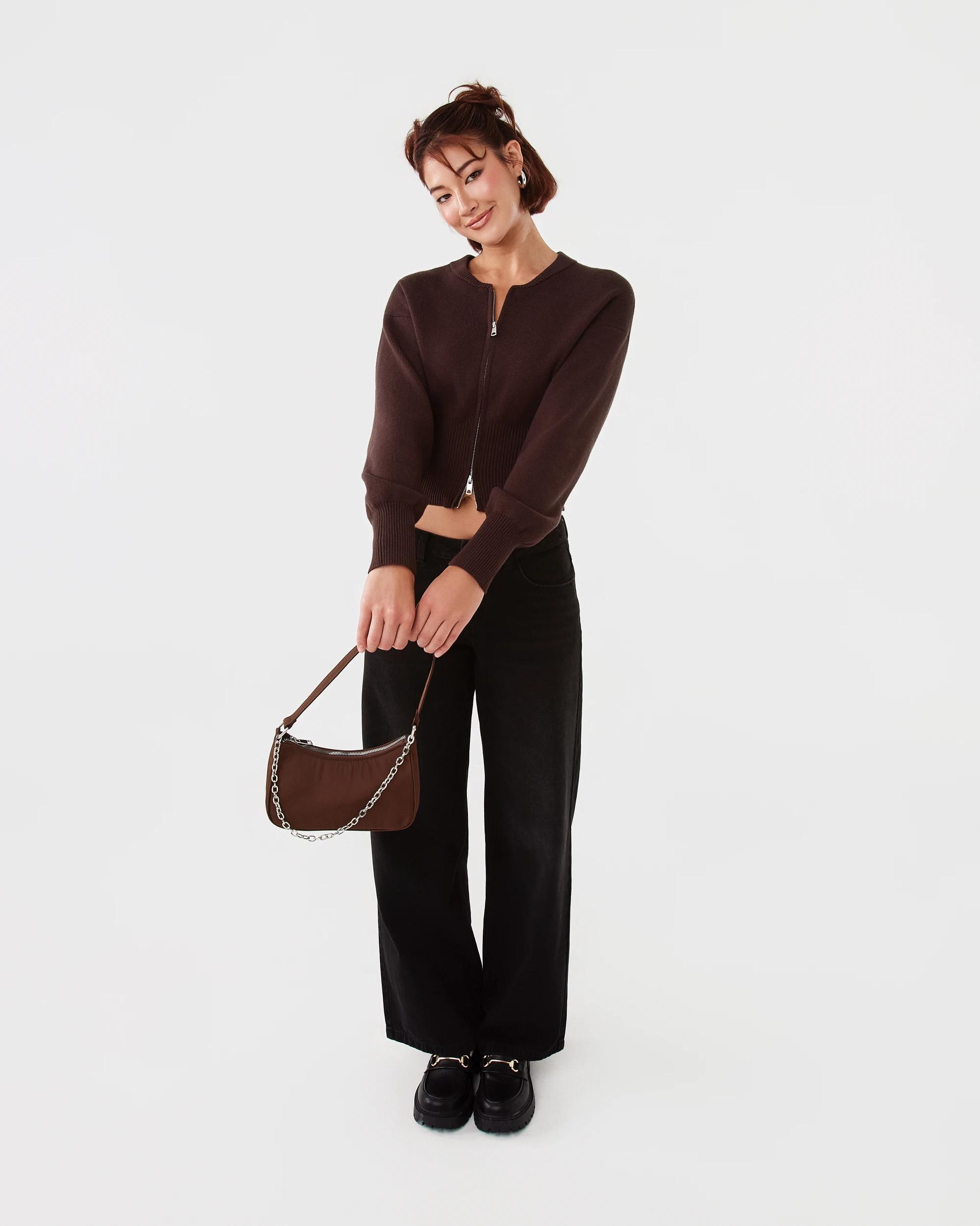 7 Nylon Shoulder Bag Deep Choc, 7 of 7