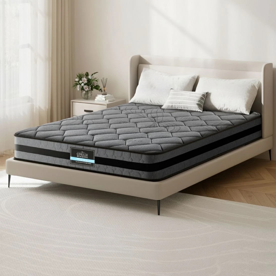 5 Giselle Bedding 22cm Mattress Medium Firm King - King Bed - Grey, 5 of 7