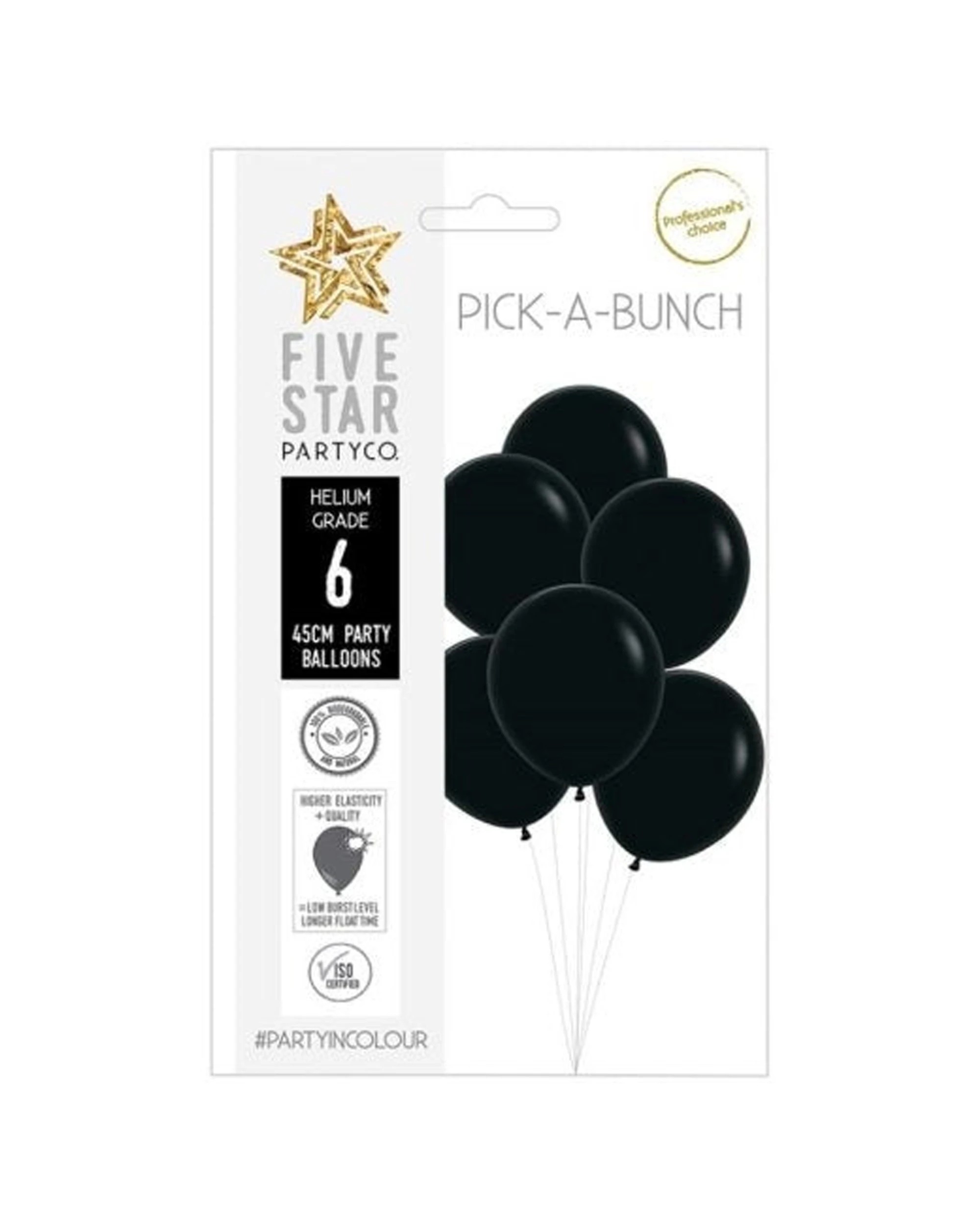 1 Alpen 6pc Sempertex Balloon Pack Party Supplies 45cm - Black, 1 of 1