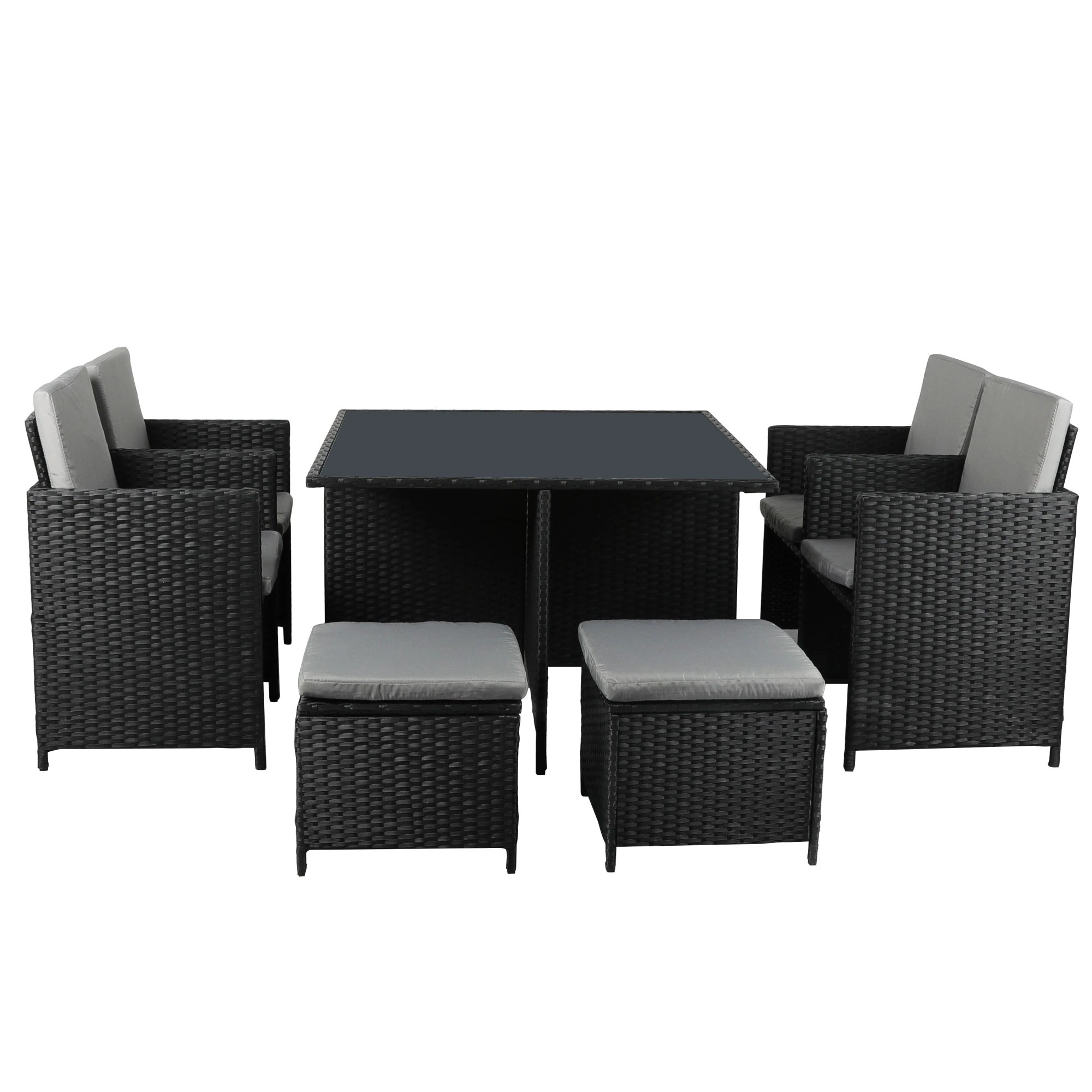 2 Levede 9pcs Outdoor Dining Setting With Cushion Ratten - Black, 2 of 7