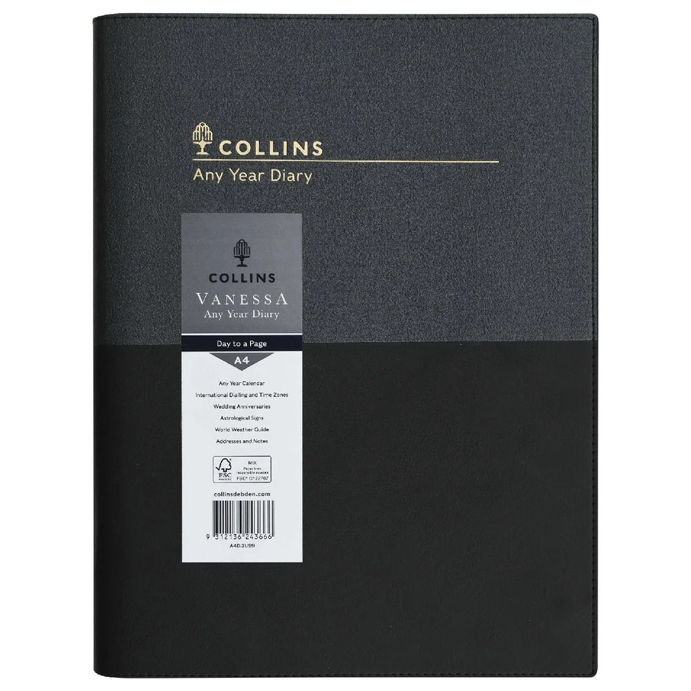 9 Collins A4 Day to Page  Undated Vanessa Diary Black, 9 of 9