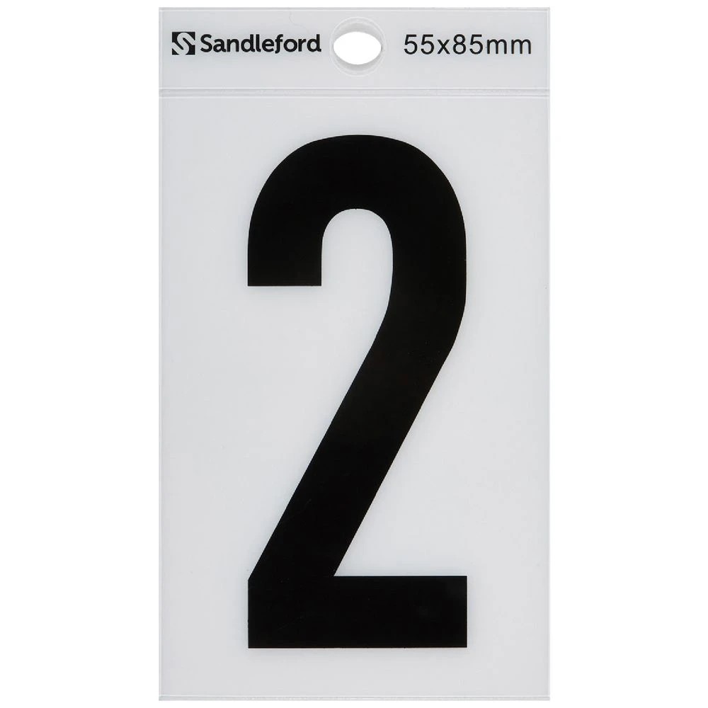 1 Sandleford 2 Self-adhesive Numeral White 85mm, 1 of 1