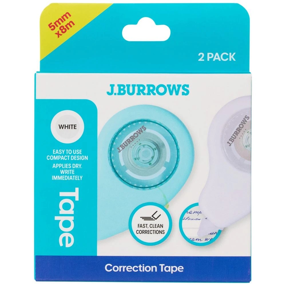 1 J.Burrows Correction Tape 5mm x 8m 2 Pack, 1 of 4
