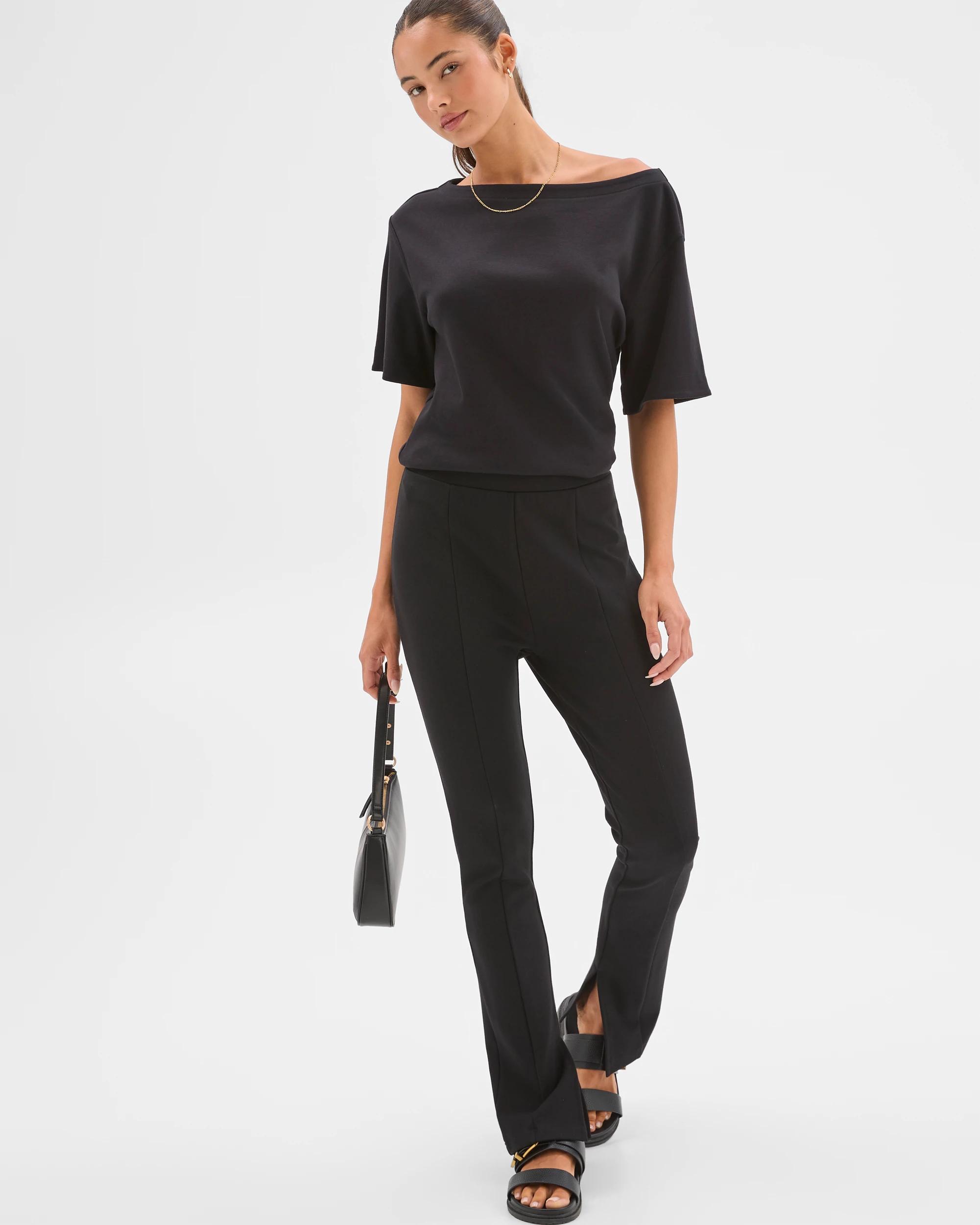 2 Lily Loves Ponte Side Split Pants BLACK, 2 of 6