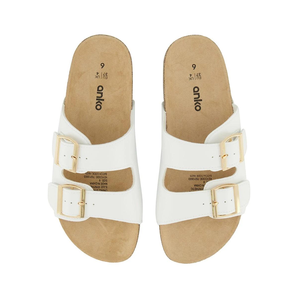 2 Double Buckle Footbed Slides White, 2 of 4
