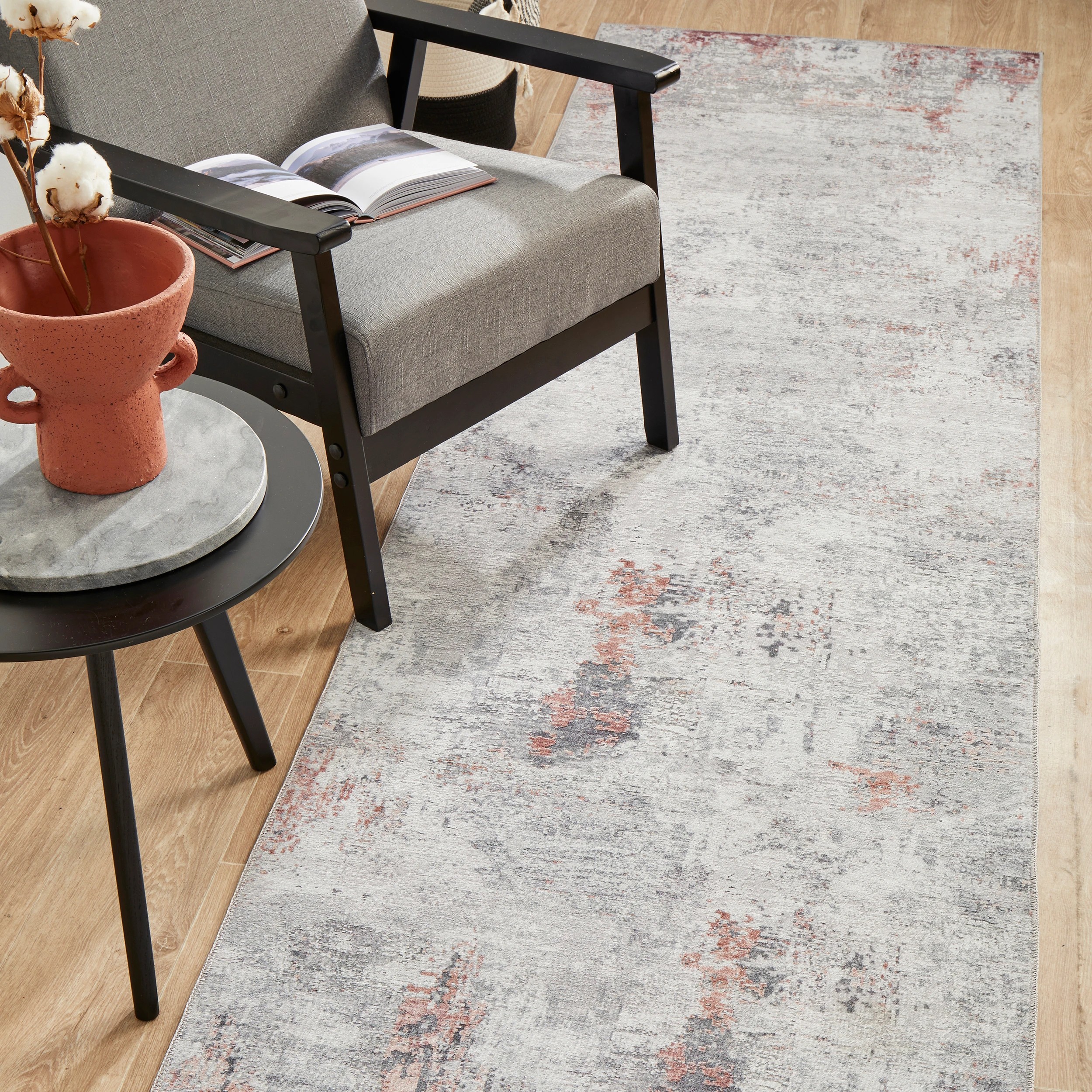 2 Common Ground Rugs Bazaar 156 200x80cm - Small Runner Rug - Silver, 2 of 8