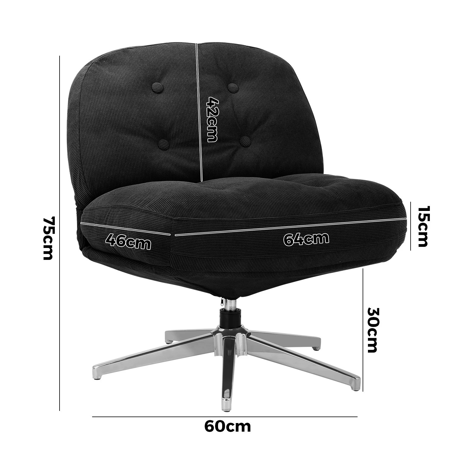 2 Oikiture 2x Armchair Swivel Lounge Chair Padded Accent Chairs Polyester - Black, 2 of 10