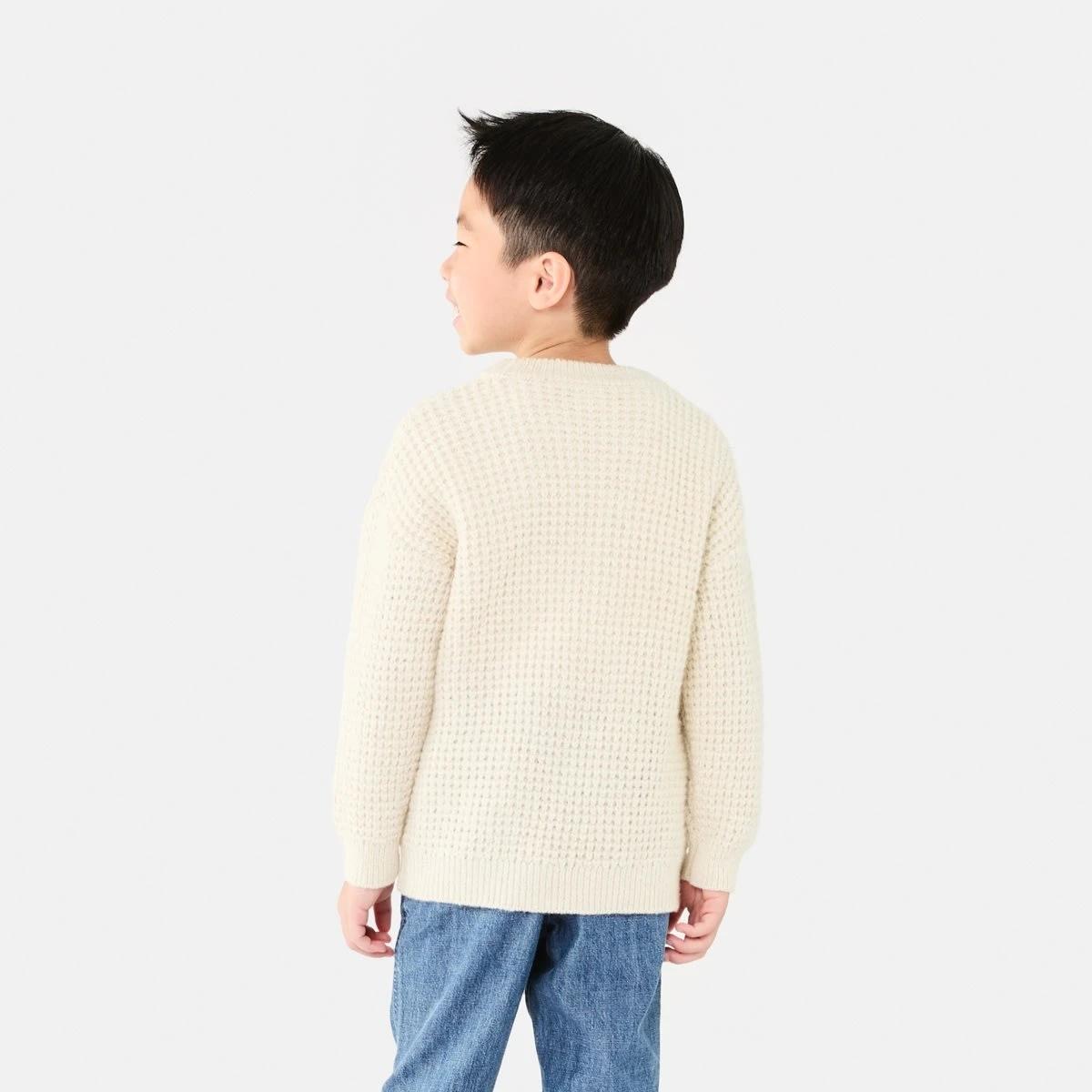 2 Waffle Crew Knitwear Top Ecru, 2 of 9