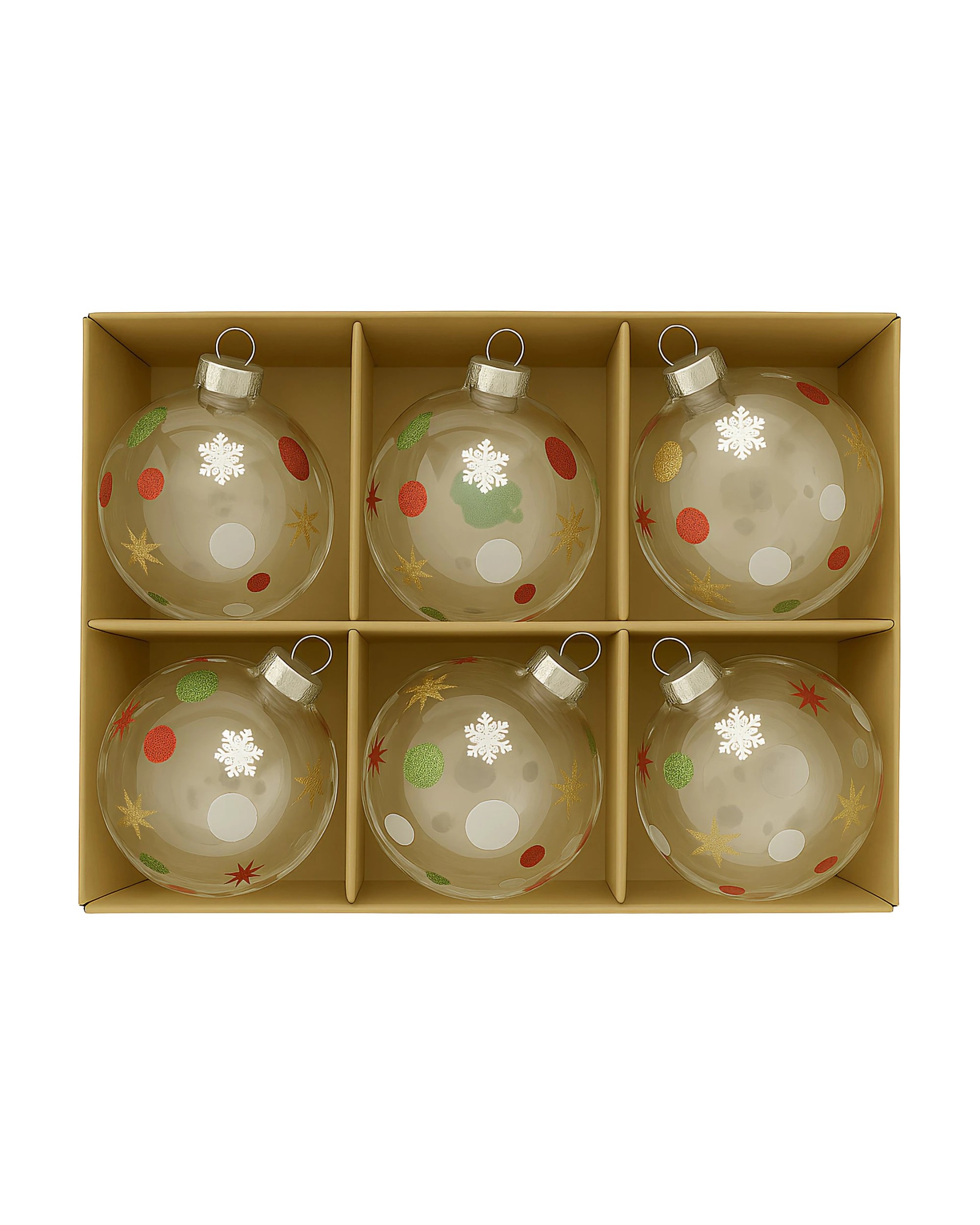 4 Christabelle Glass Baubles 6 Pcs with Assorted Patterns Balls Christmas Tree Decoration Ornament, 4 of 7