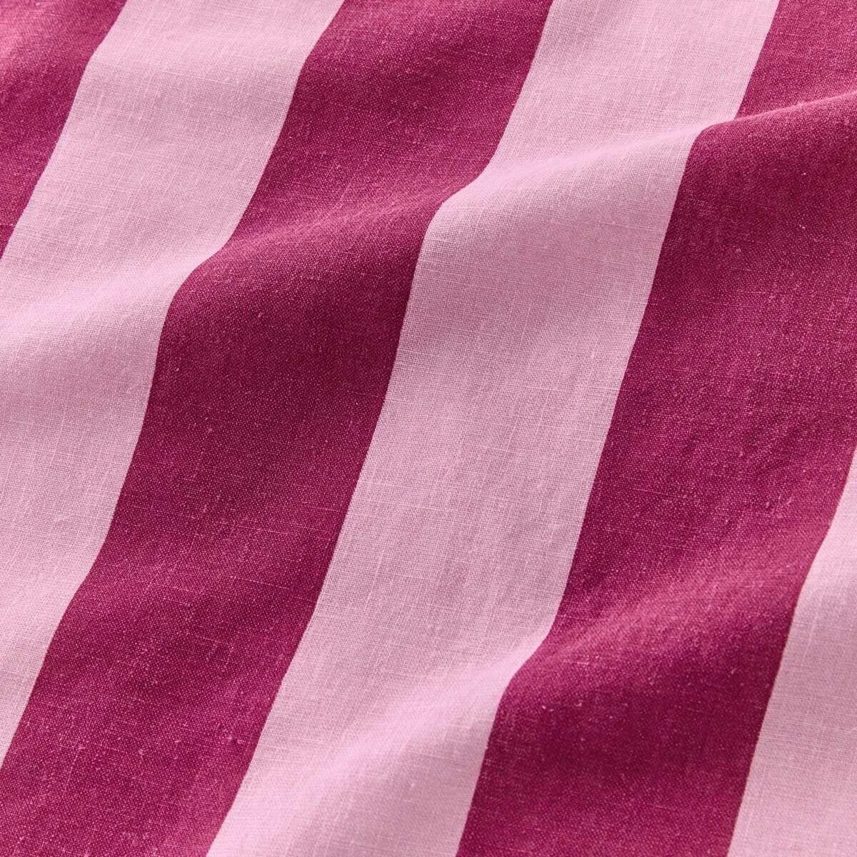 6 Stripe Linen Cotton Quilt Cover Set - Queen Bed, Berry, 6 of 7