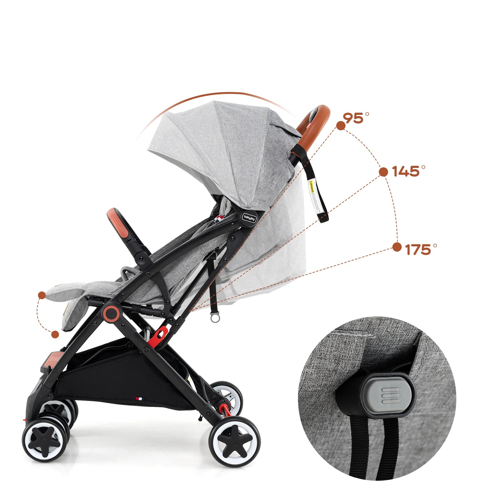 2 Costway Folding Baby Stroller Adjustable Pushchair Pram, 2 of 4