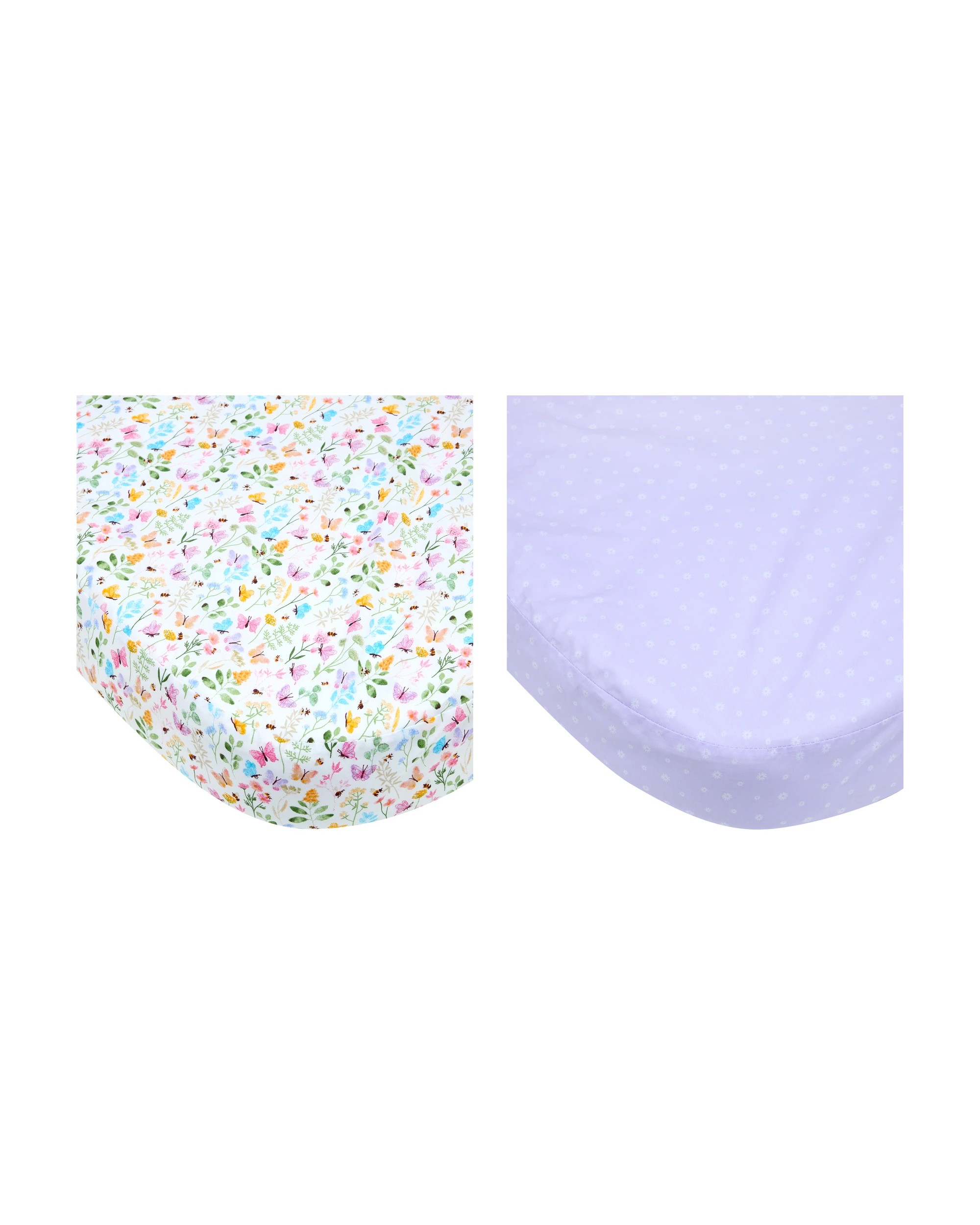 1 2 Pack 225 Thread Count Organic Cotton Fitted Bassinet Sheets - Floral, 1 of 6