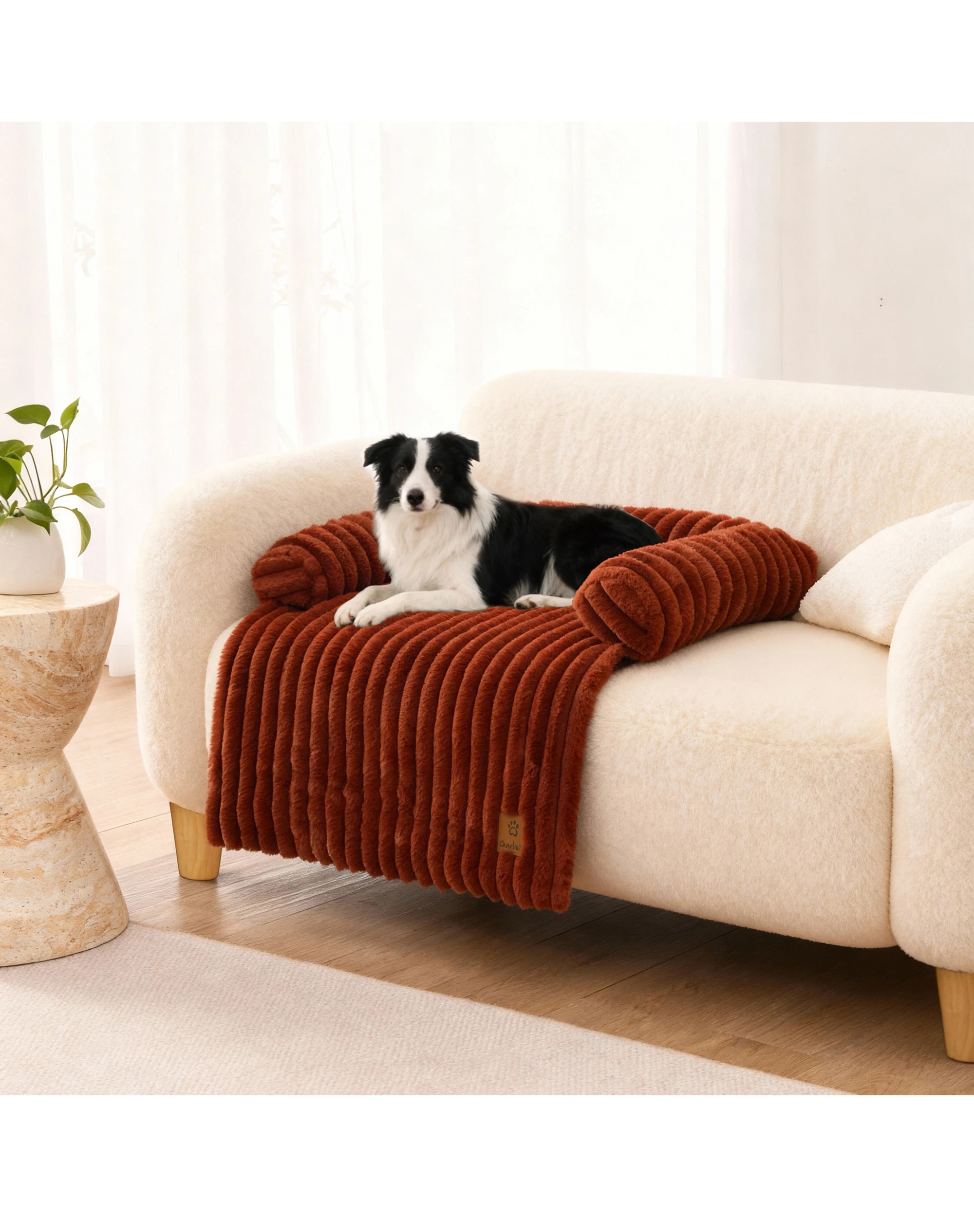 1 Charlie's Cloud Bolster Sofa Protector Dog Bed Medium - Rust, 1 of 6