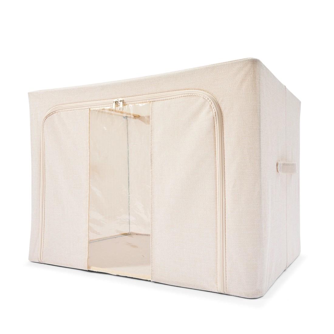 3 Linen Look Collapsible Box with Window - Extra Large, Beige, 3 of 10