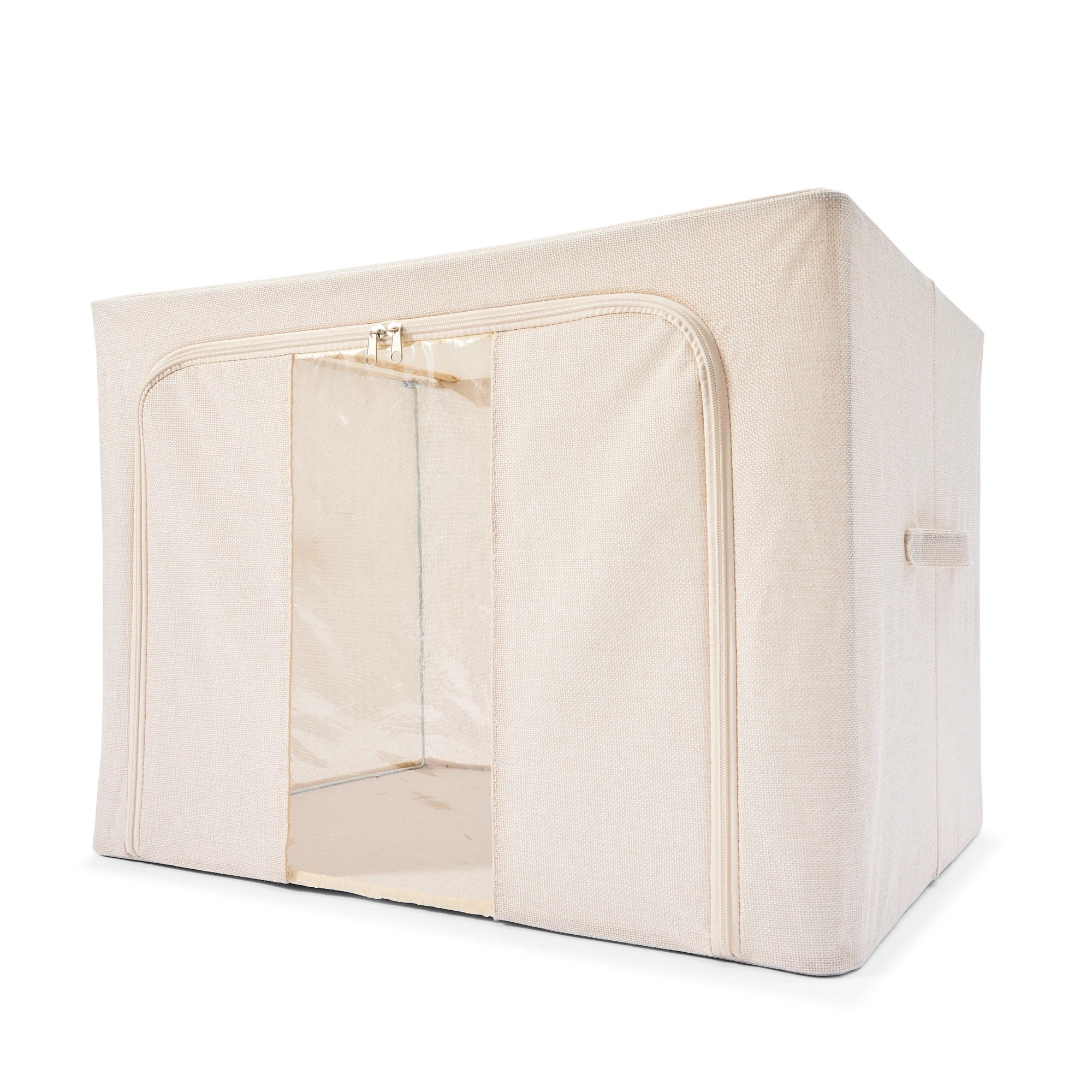 3 Linen Look Collapsible Box with Window - Extra Large, Beige, 3 of 10