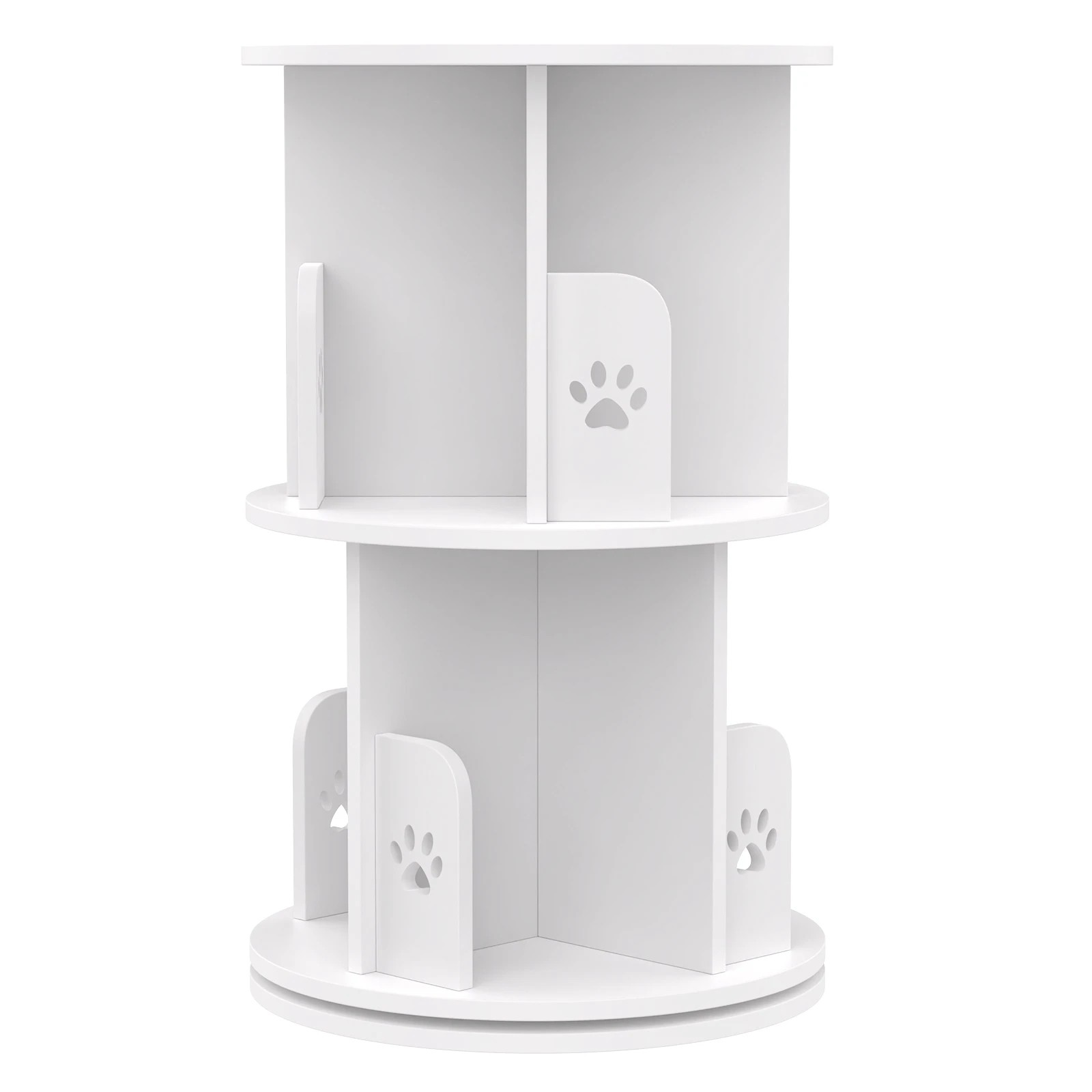 1 Advwin Rotating Bookshelf 2-Tier Wooden Bookcase Small Corner Standing Display Shelf Organizer - White, 1 of 8