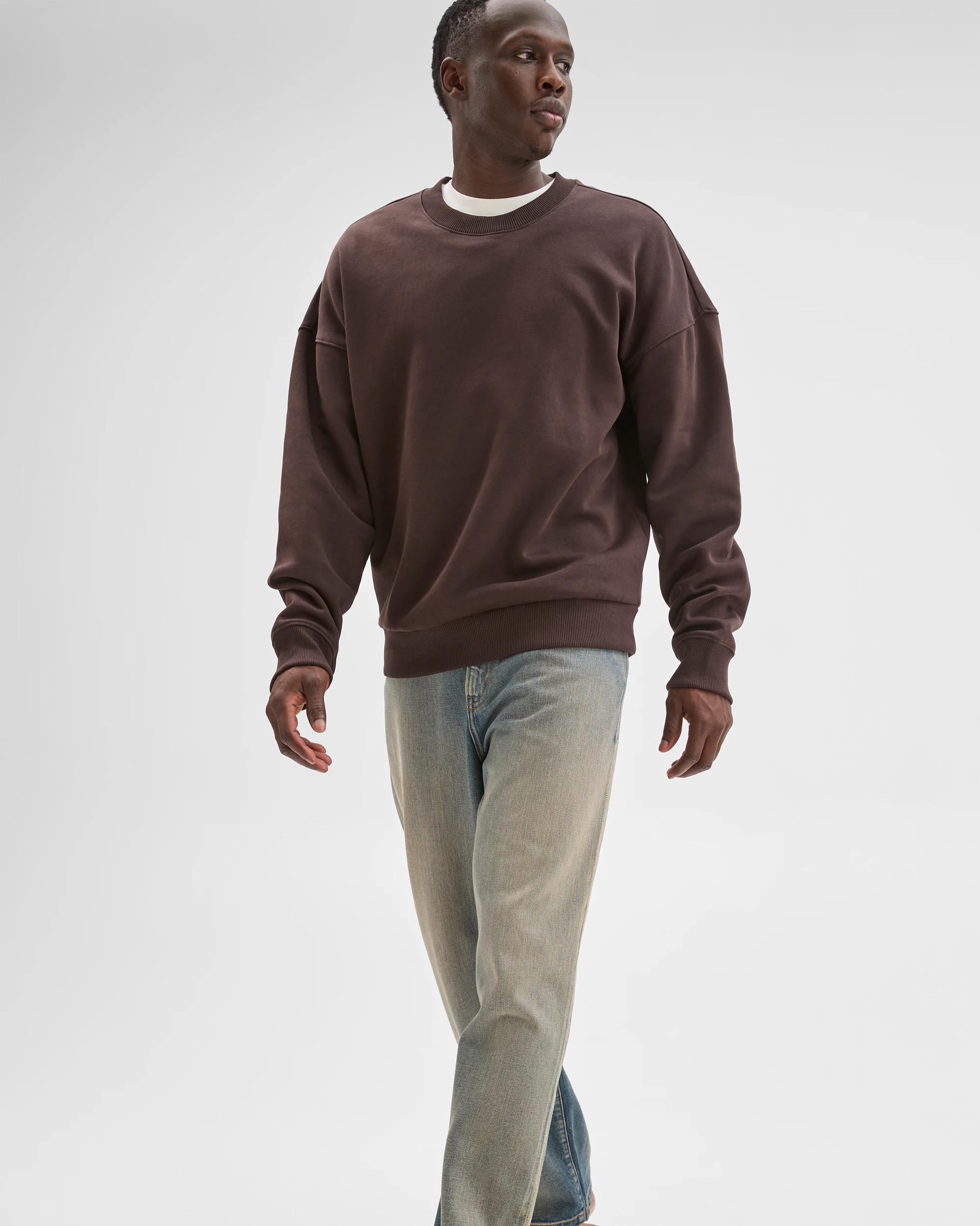 1 Commons Australian Cotton Blend Oversized Heavyweight Sweat Top DARK BROWN, 1 of 7