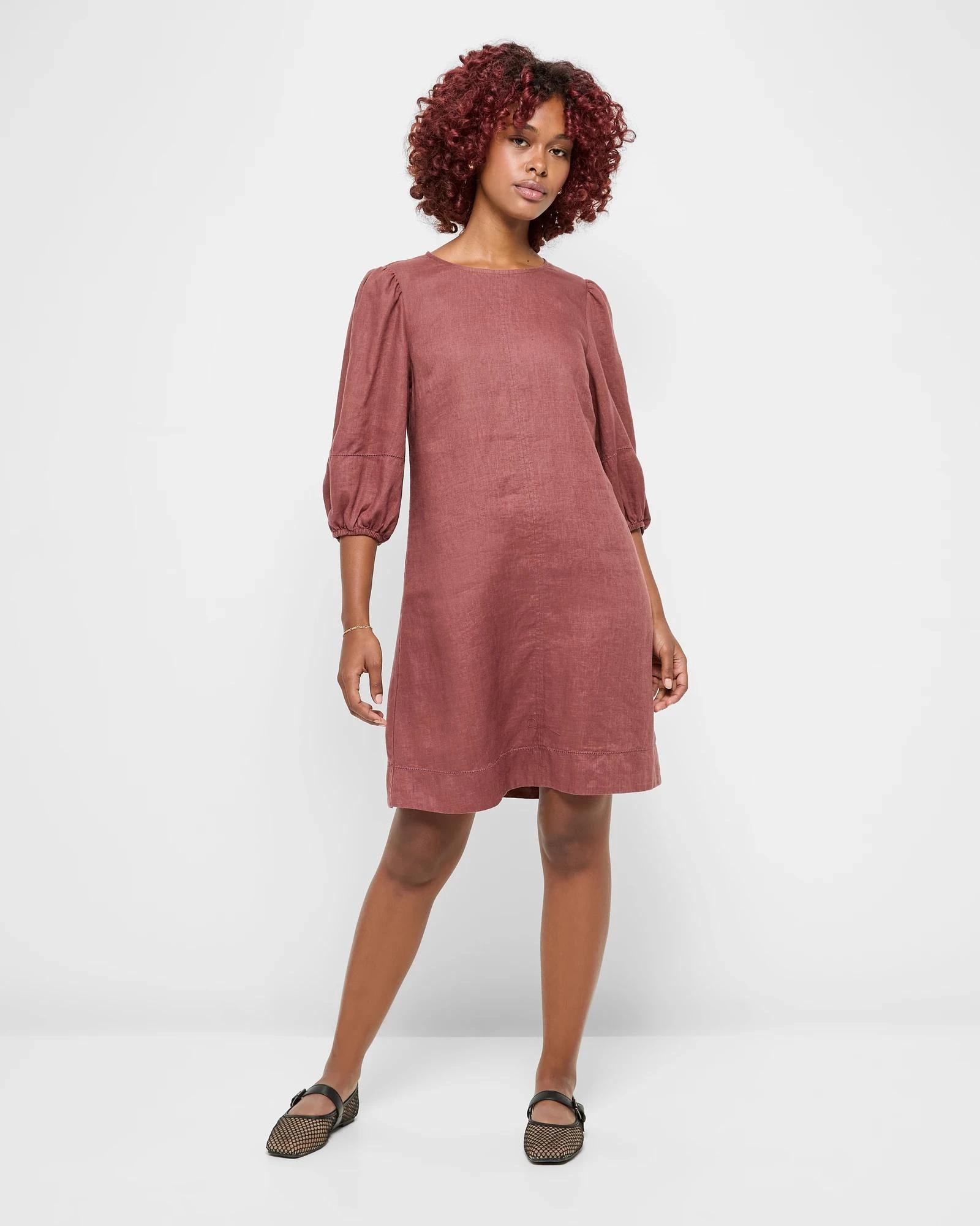 2 Target Petites Petites European Linen Mini Dress CAROB, 2 of 5