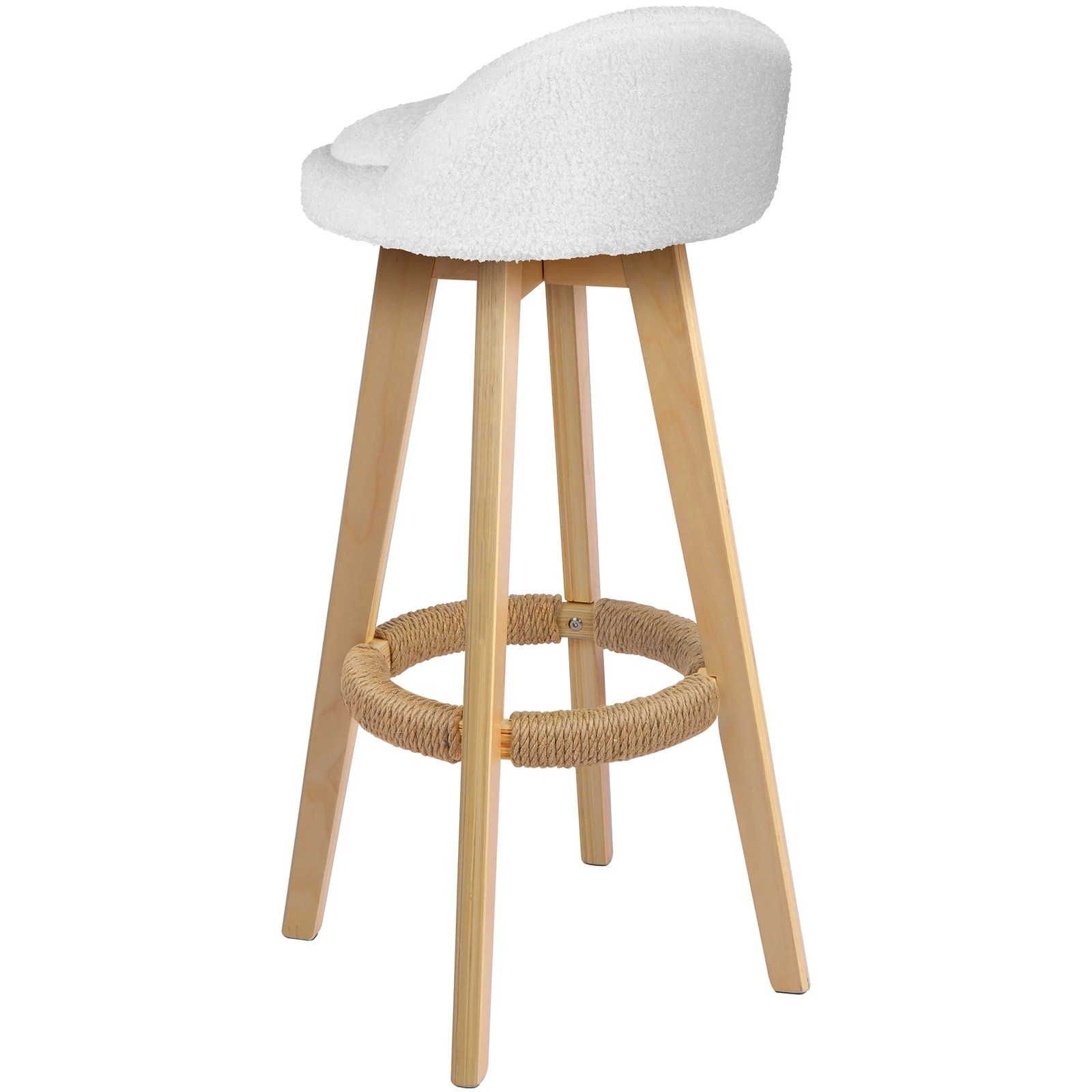 7 Alfordson 2x Kitchen Bar Stools Liam Wooden Swivel Chairs Boucle - White, 7 of 10