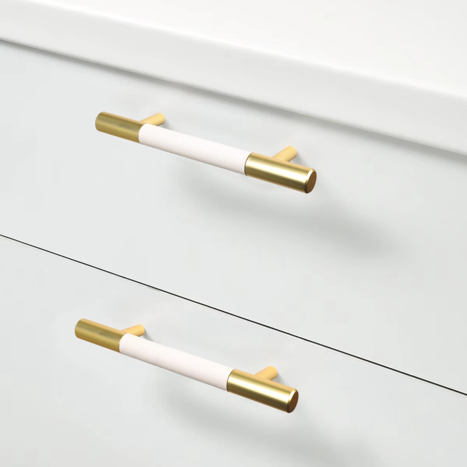 1 2 Pack White and Gold Look Handles, 1 of 7
