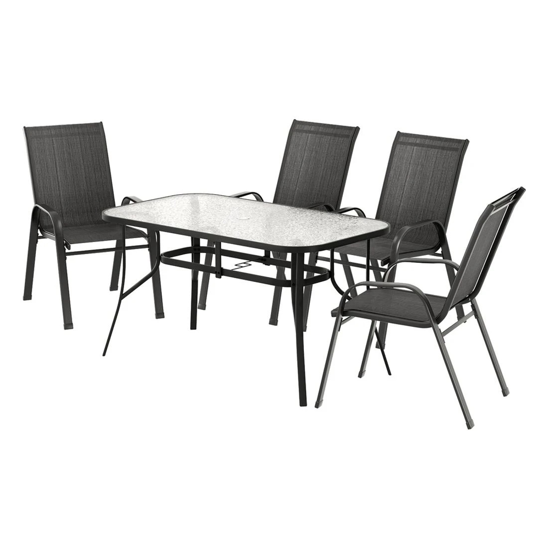 1 Gardeon 5PC Outdoor Dining Set Table and Chairs - Black, 1 of 8