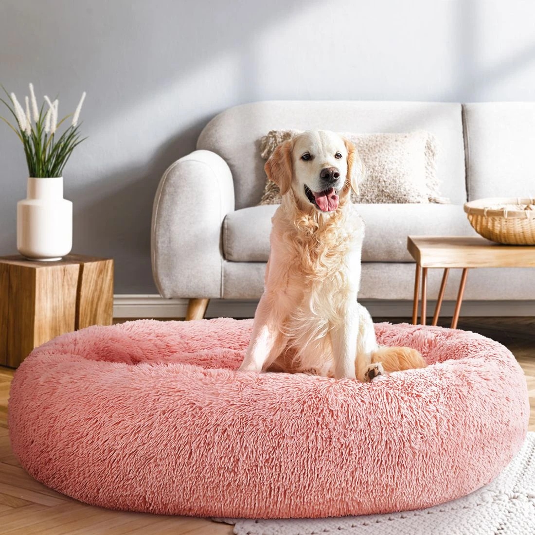 3 i.Pet Pet Bed Dog Cat 110cm Calming Extra Large Soft Plush - Pink, 3 of 7