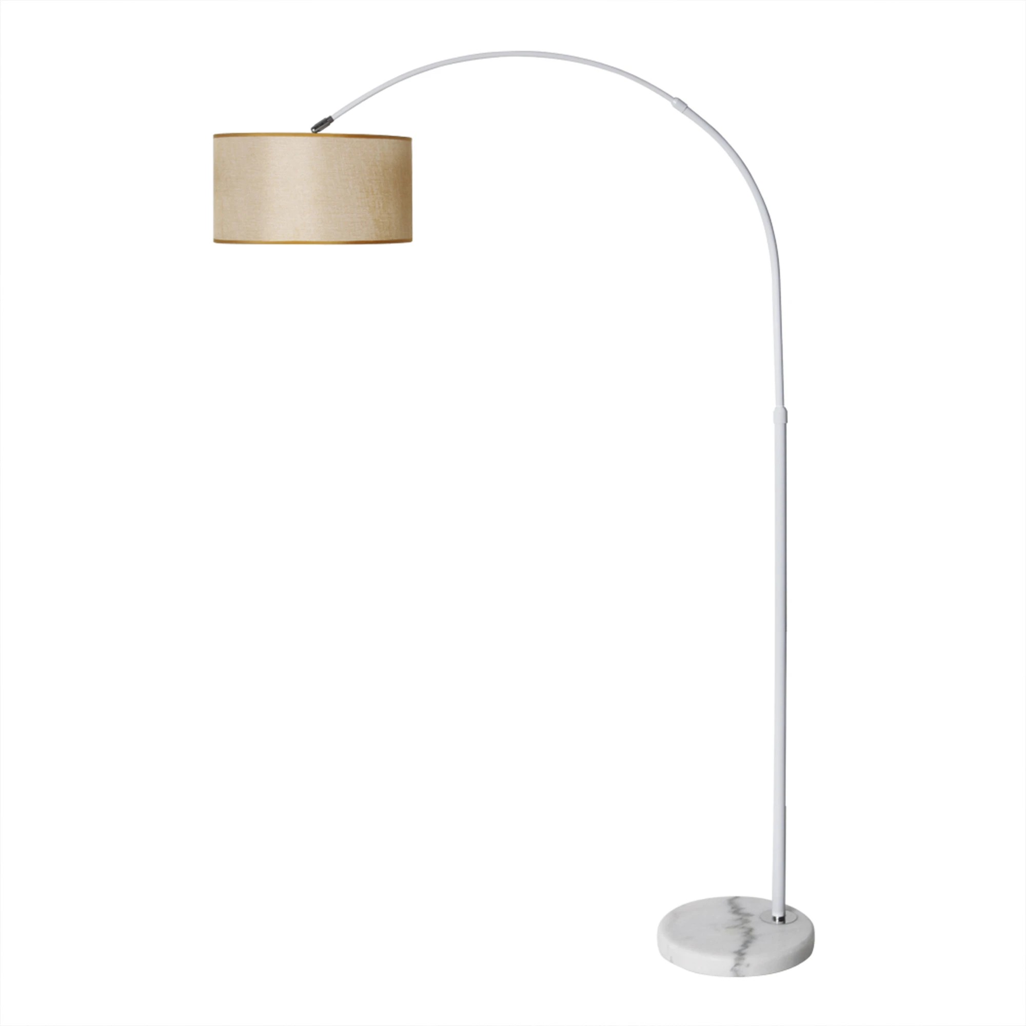 1 Emitto 220V 60W Iron+Marble+Cloth Floor Lamp Stand Grey Lamp - White, 1 of 6