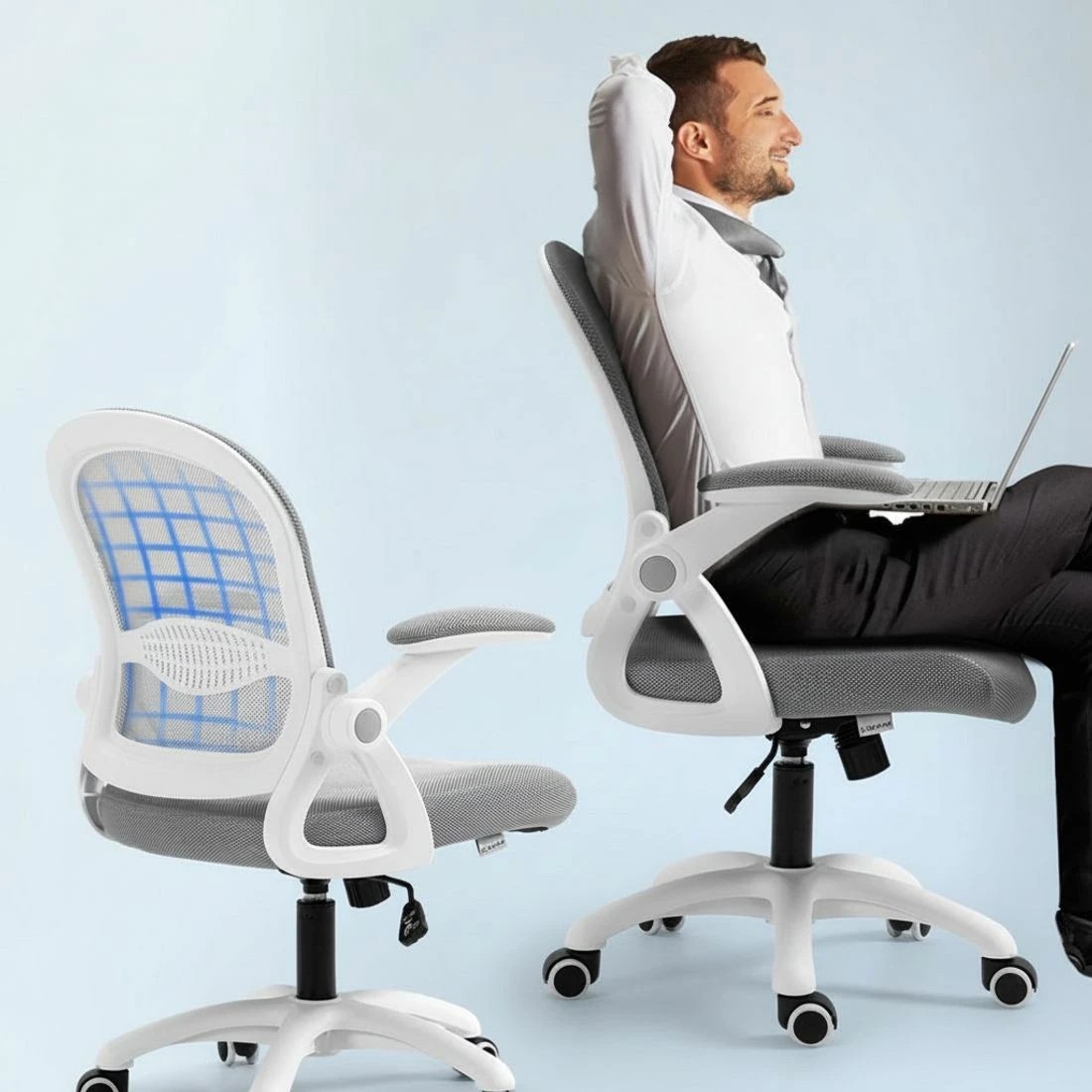 5 Artiss Mesh Office Chair Mid Back - White, 5 of 6