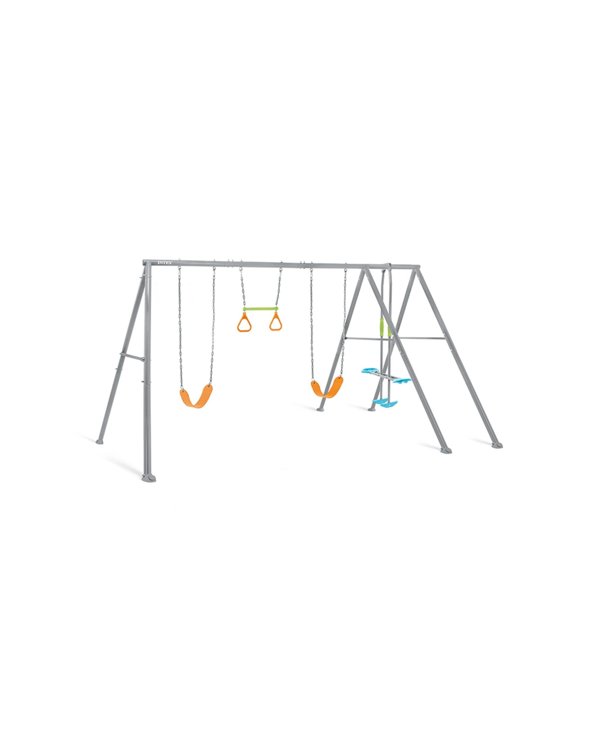 1 Intex Four Feature Steel Swing Set With Glider And Trapeze For Kids 3 Years Plus - Grey, 1 of 8