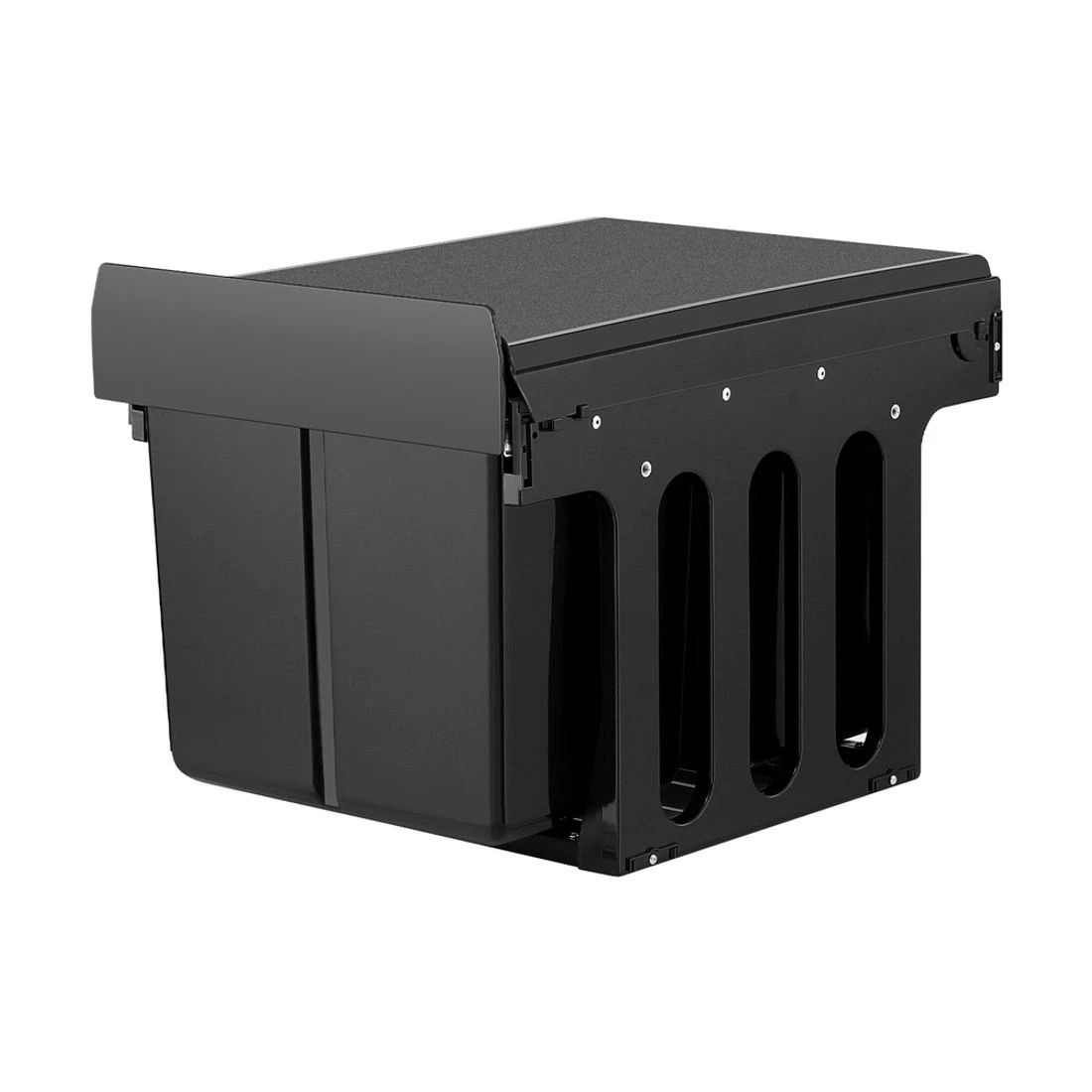 1 Cefito Pull Out Bin Kitchen Triple Slide Garbage Rubbish Bins Basket Blcak 31L - Black, 1 of 4