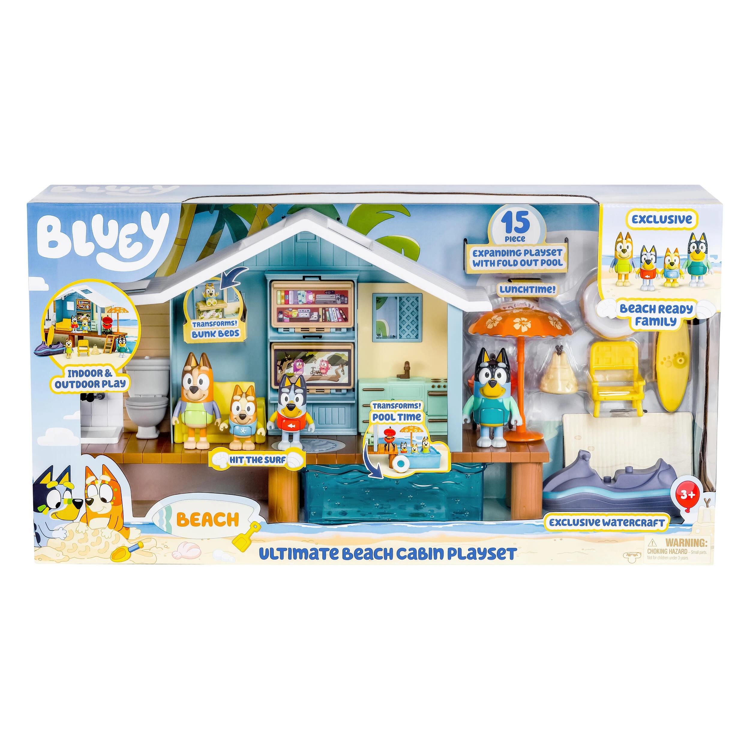 1 15 Piece Bluey Ultimate Beach Cabin Playset, 1 of 9