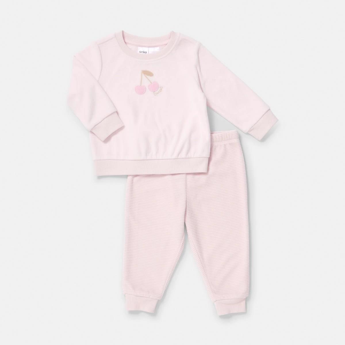 1 Twosie Fleece Pyjama Set Pnk Cherry, 1 of 4