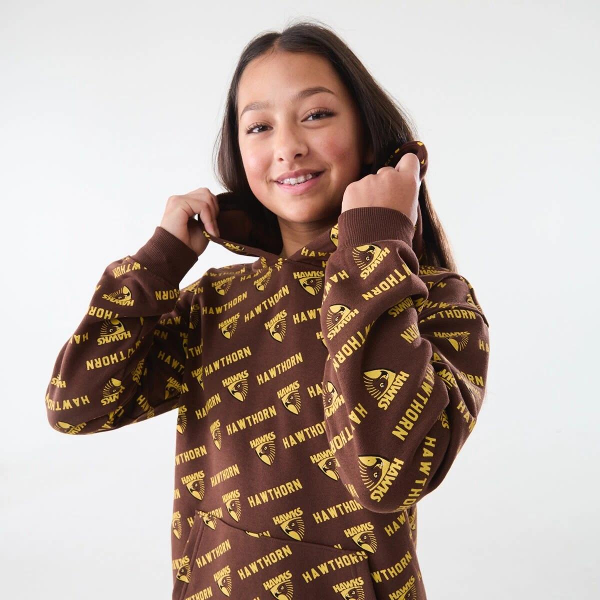 5 Official AFL Kids All Over Print Hoodie Hawthorn, 5 of 9