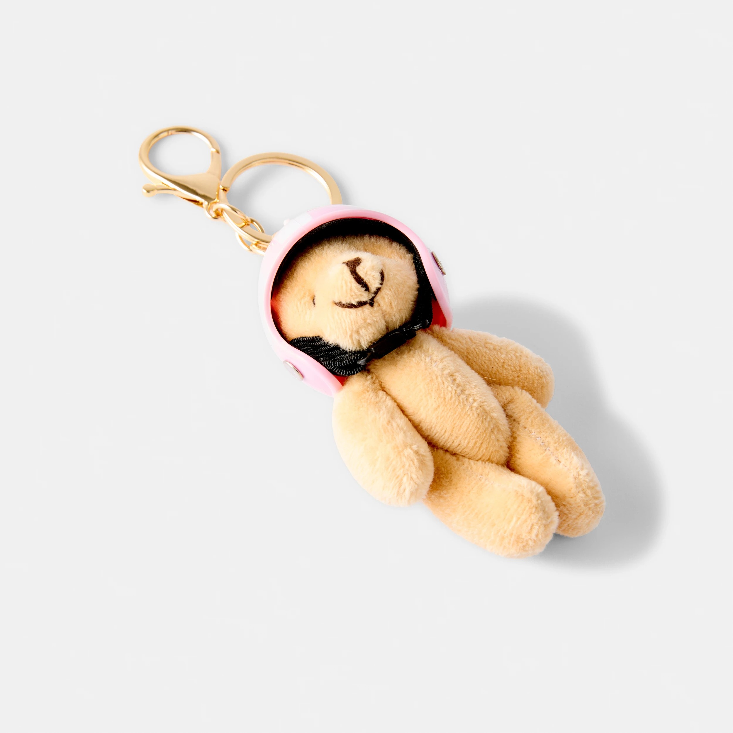 2 Helmet Bear Charm Keyring - Gold Tone, 2 of 3