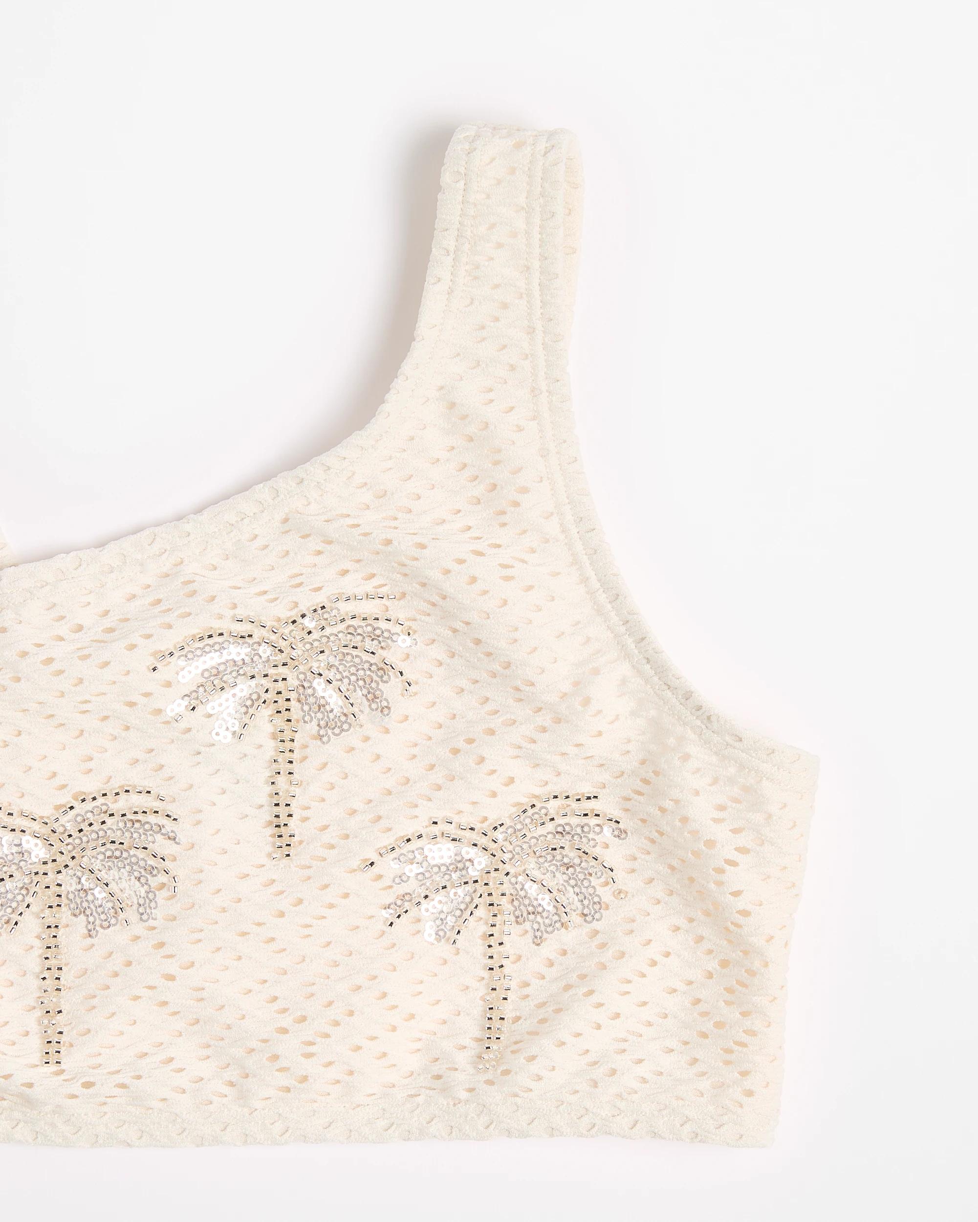 2 Target Textured Crochet Swim Bikini 2 Piece Set CREAM, 2 of 3