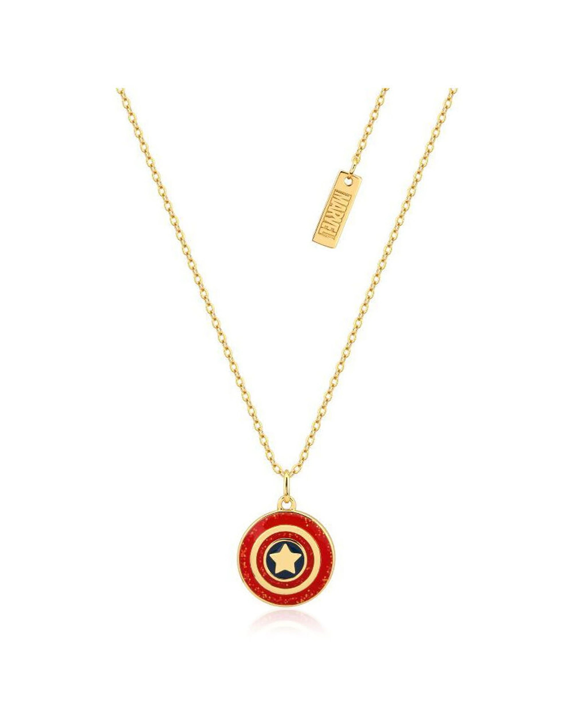1 Couture Kingdom Sterling Captain America Shield Stainless Steel Pendant Necklace - Gold, 1 of 3