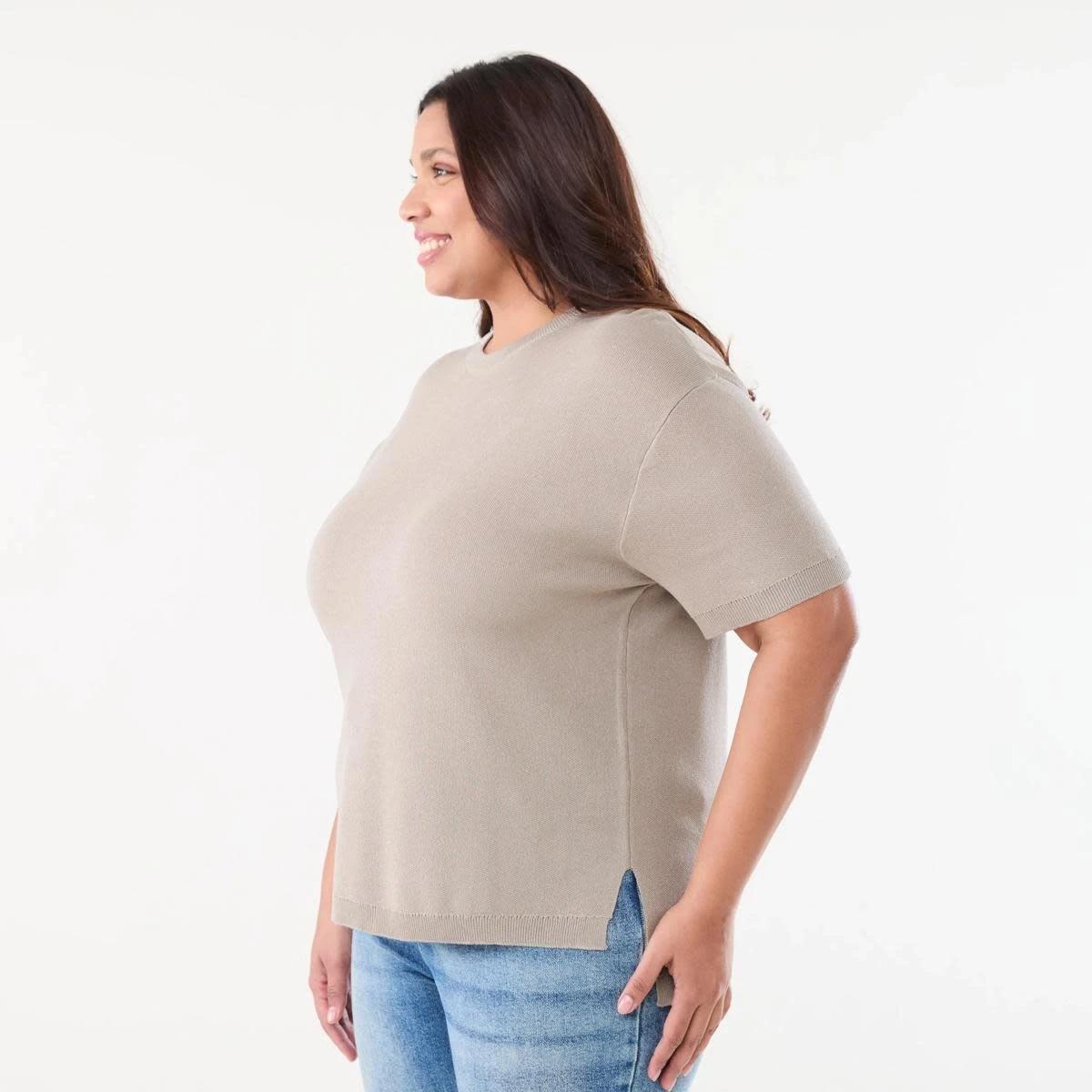 2 Curve Short Sleeve True Knit Top FADED TAUPE, 2 of 6