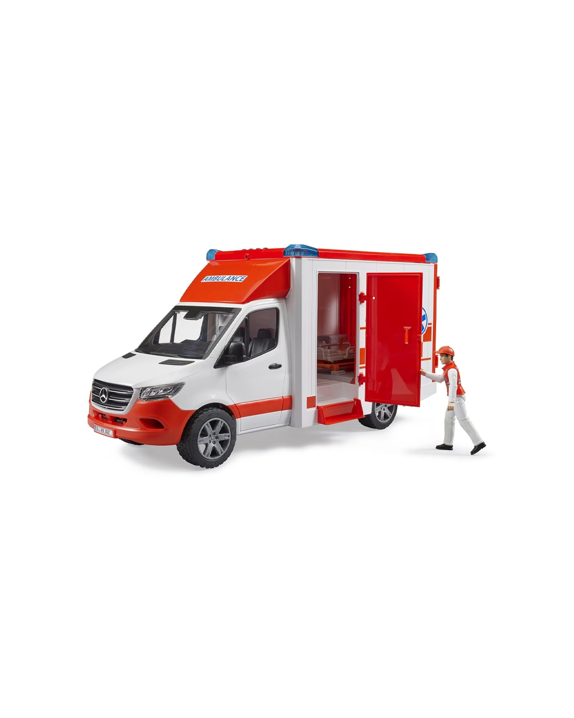 2 Bruder Mercedes G3 Sprinter Ambulance Vehicle With Driver Light And Sound 4 Years Plus - White, 2 of 5