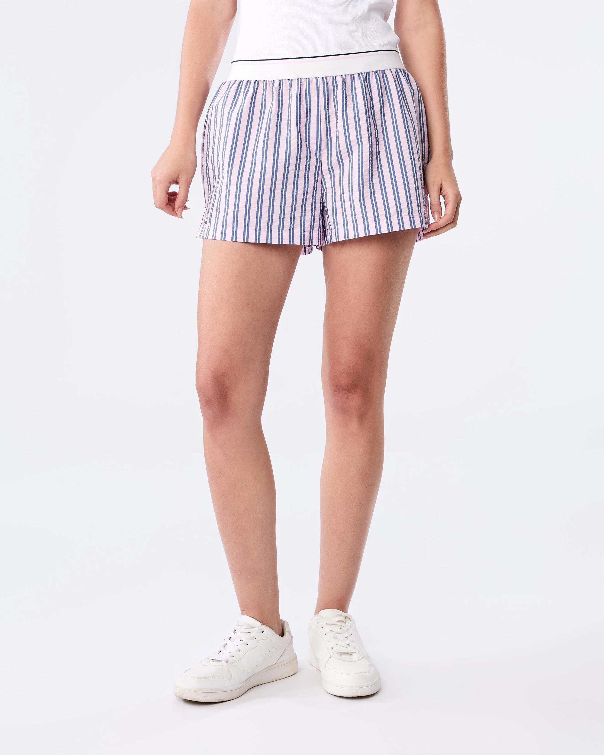 6 Elastic Waist Woven Shorts Blu Pk Stp, 6 of 6