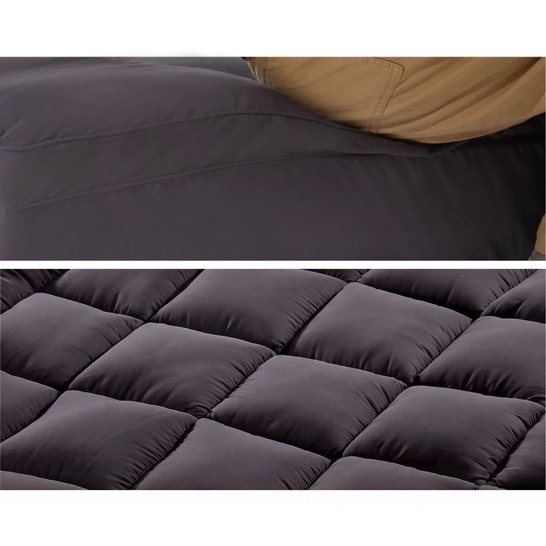 3 Giselle Bedding Bamboo Filling Pillowtop Topper 1000GSM 5cm Thick - Queen Bed - Grey, 3 of 9