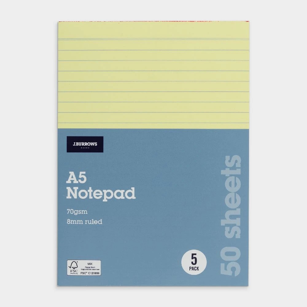 1 Writer A5 Pads Ruled 50 Sheets 5 Pack, 1 of 3