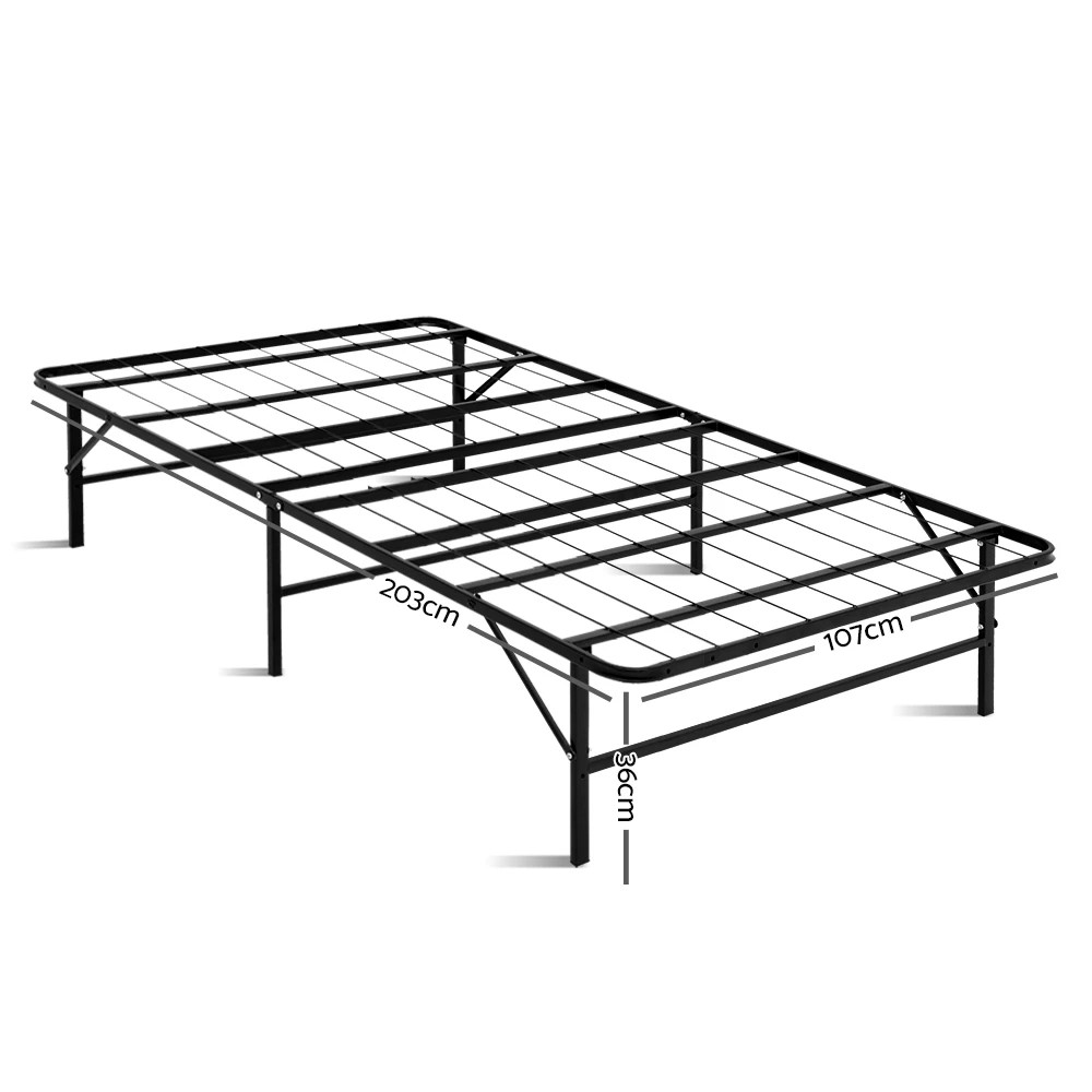 2 Artiss Folding Bed Frame Metal Base - Black, 2 of 8
