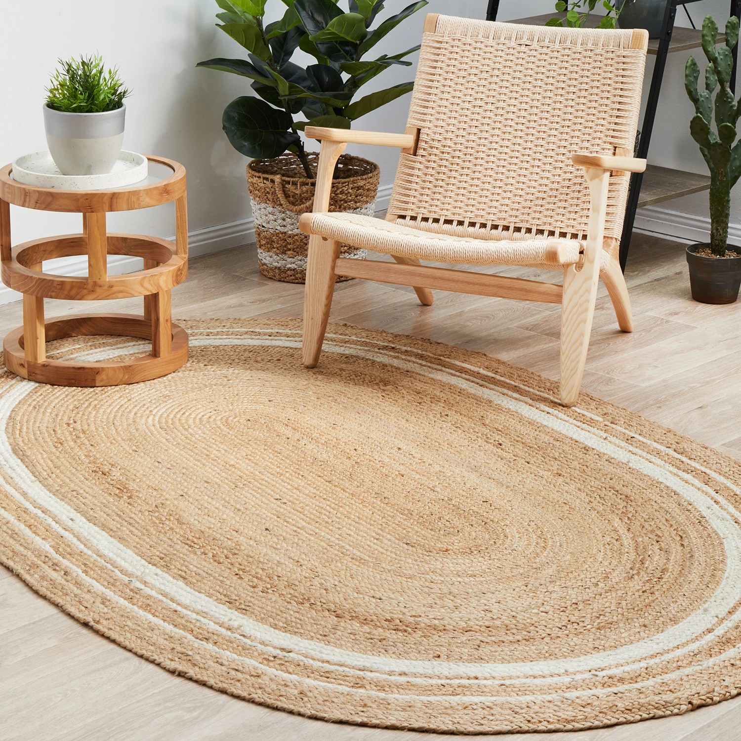4 Common Ground Rugs Drift 111 280x190cm - Large Oval Hand Braided Jute Rug - Natural, 4 of 9