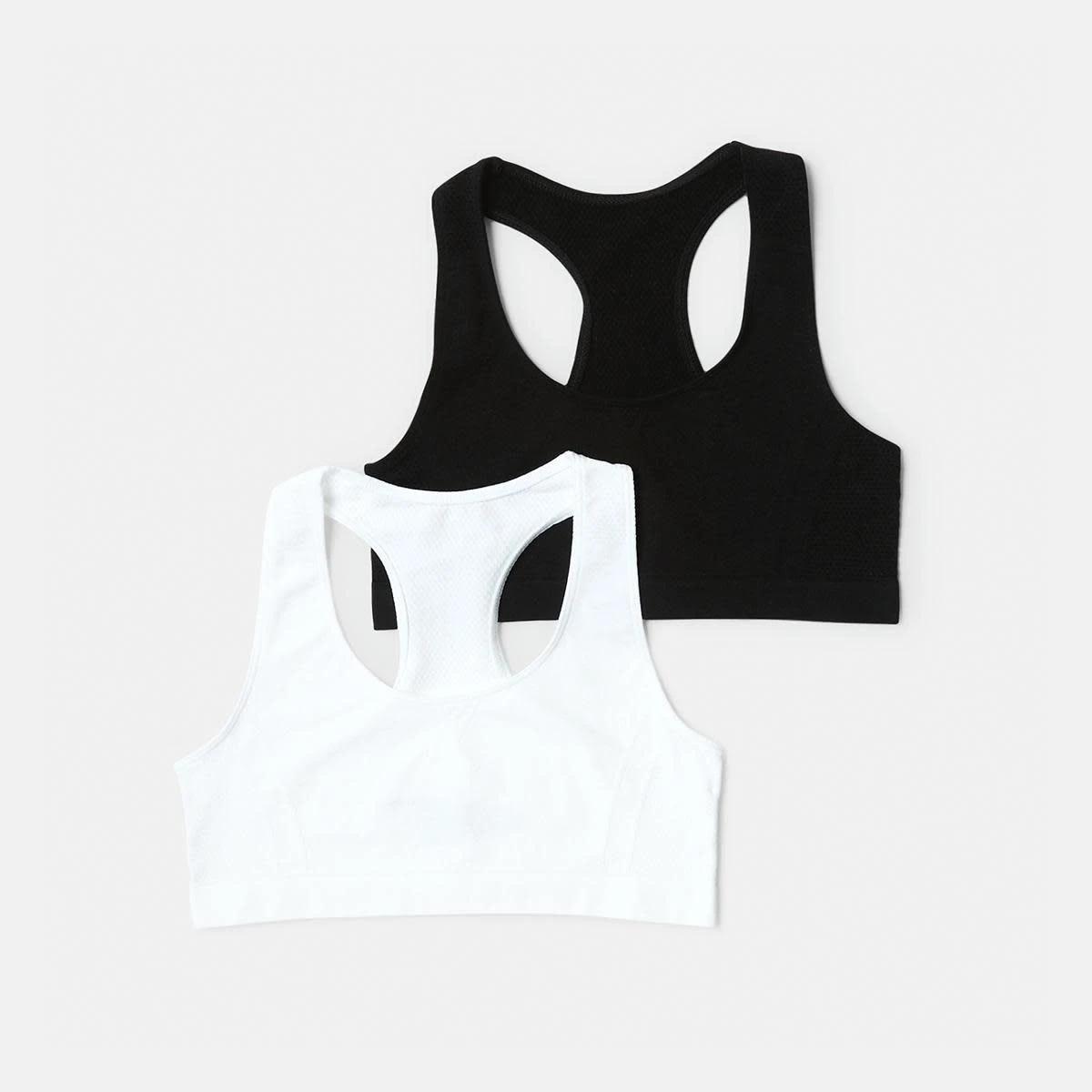 1 2 Pack Seam Free Crop Top Black/wht, 1 of 4