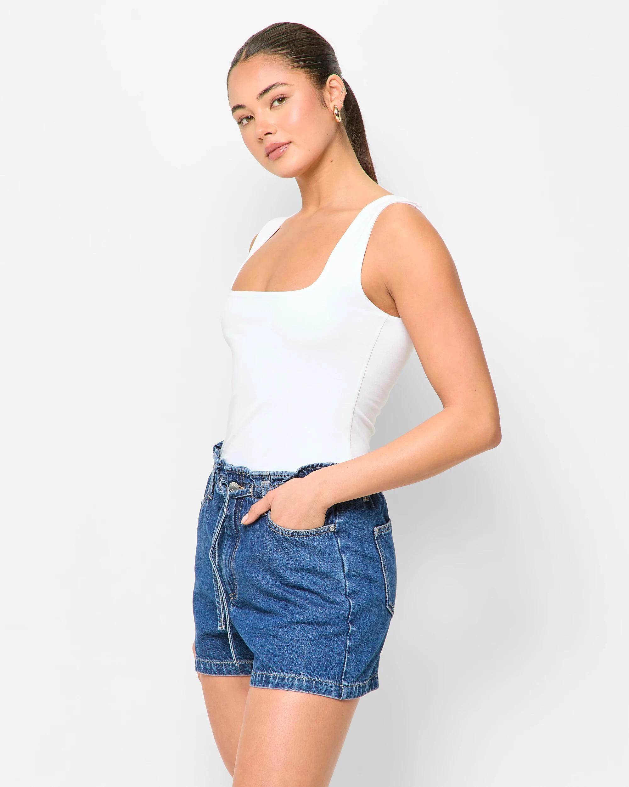 3 Denim Paperbag Shorts - Lily Loves ICONIC DARK INDIGO, 3 of 5