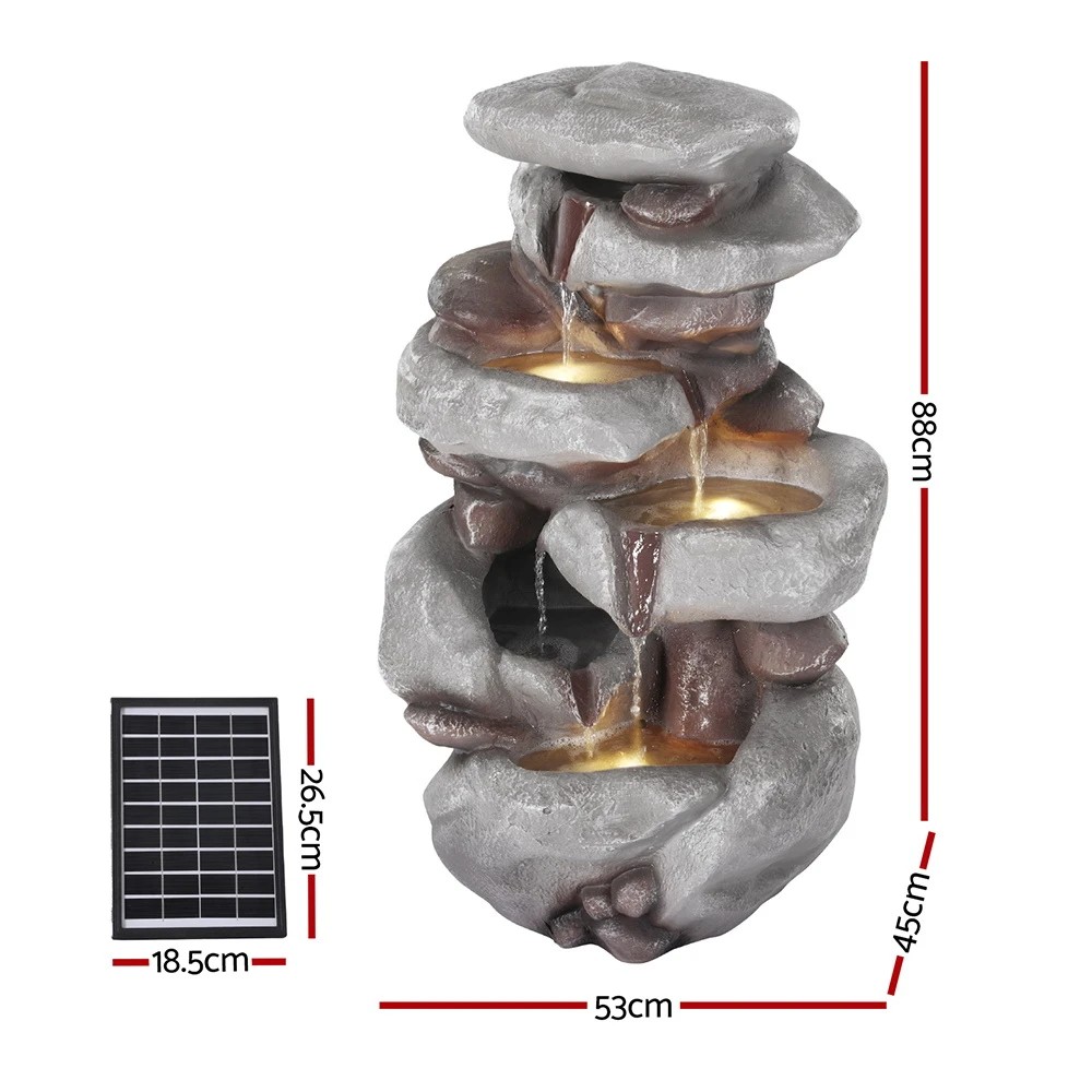 2 Gardeon Solar Fountain Water Feature Outdoor Indoor 4-Tier - Multi, 2 of 7